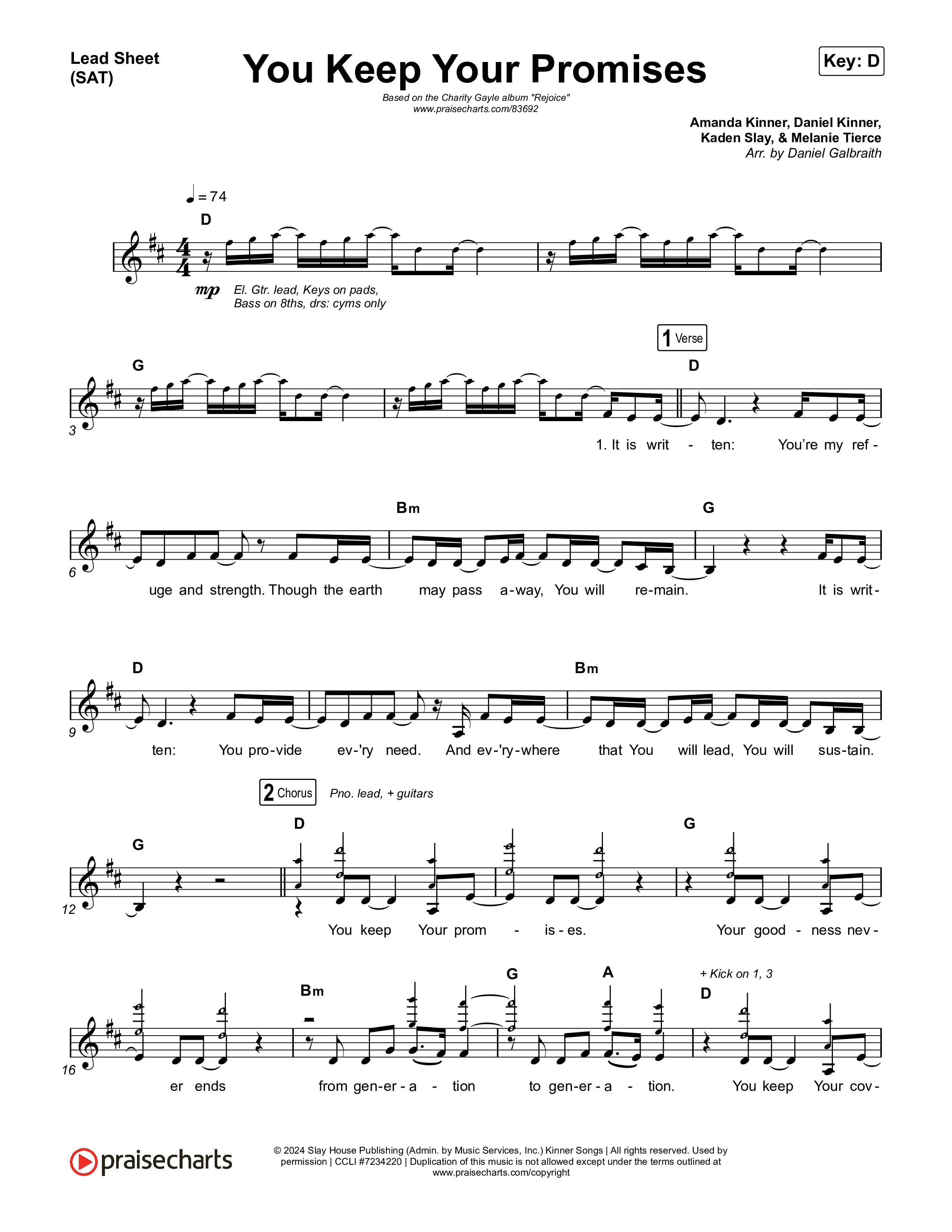You Keep Your Promises Lead Sheet (SAT) (Charity Gayle)