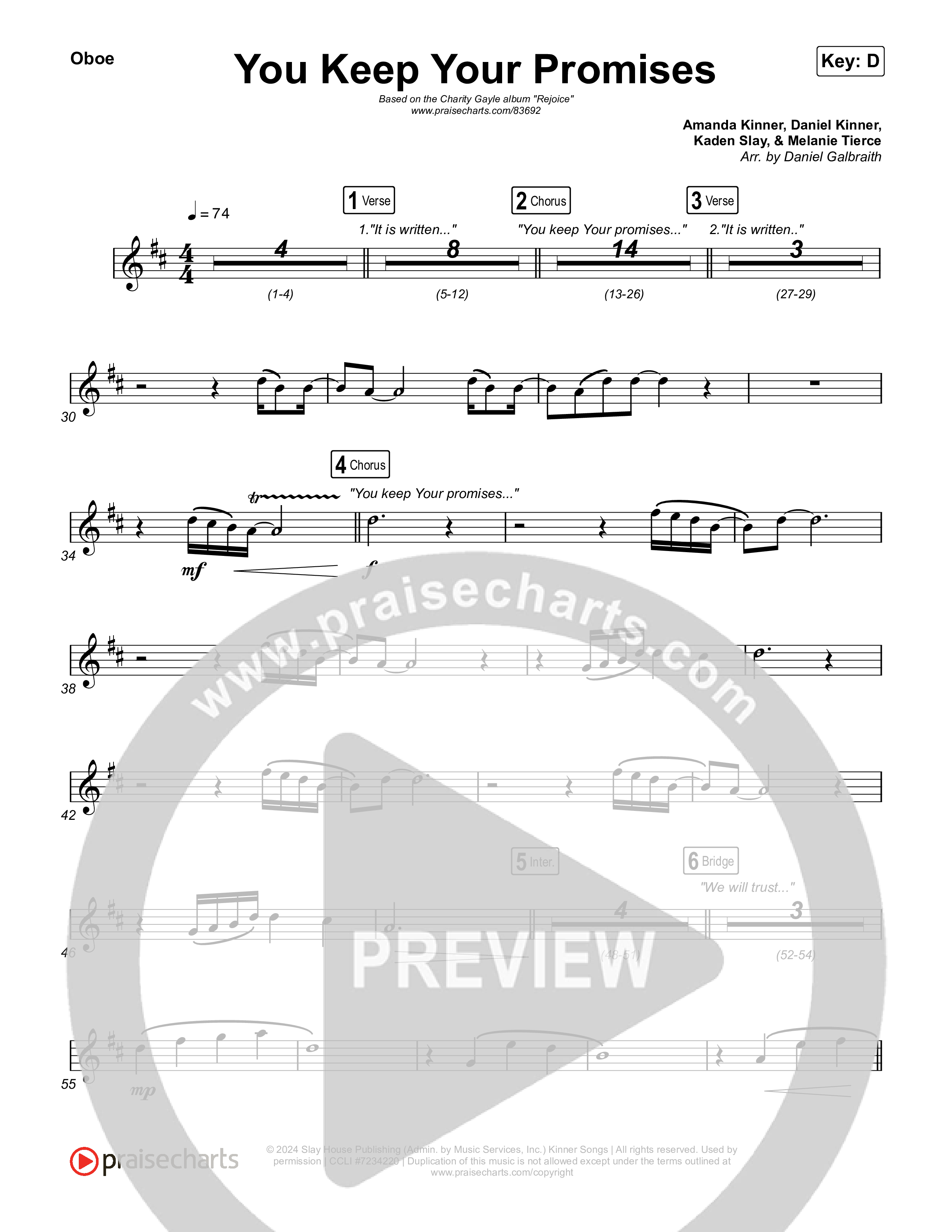 You Keep Your Promises Oboe (Charity Gayle)