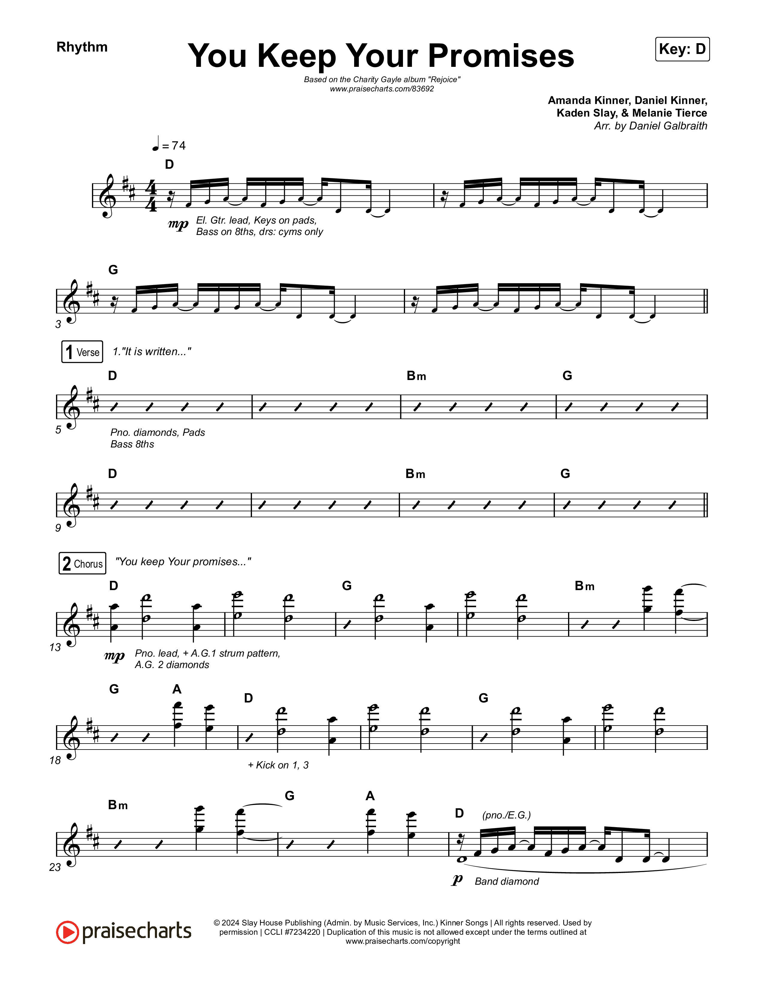 You Keep Your Promises Rhythm Chart (Charity Gayle)