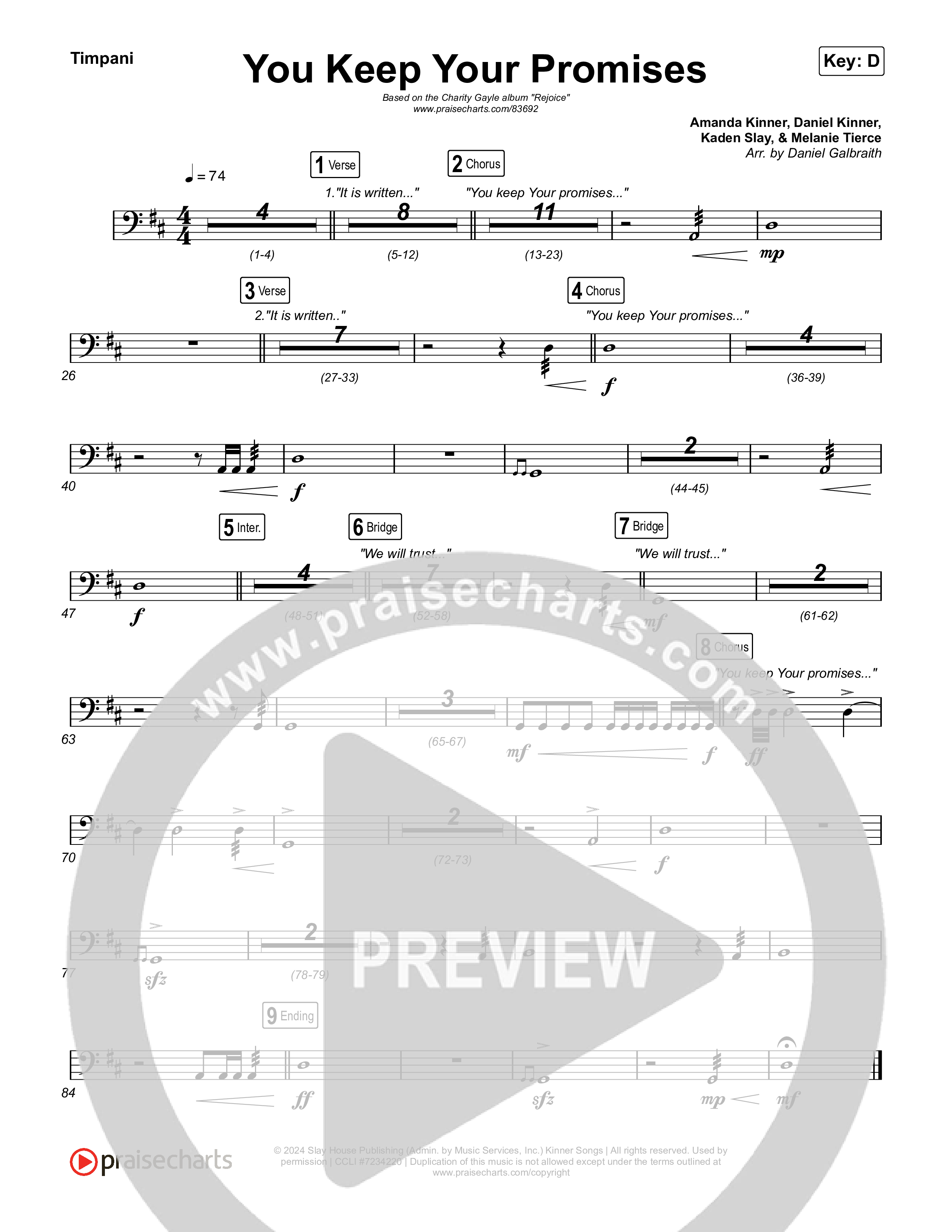 You Keep Your Promises Timpani (Charity Gayle)