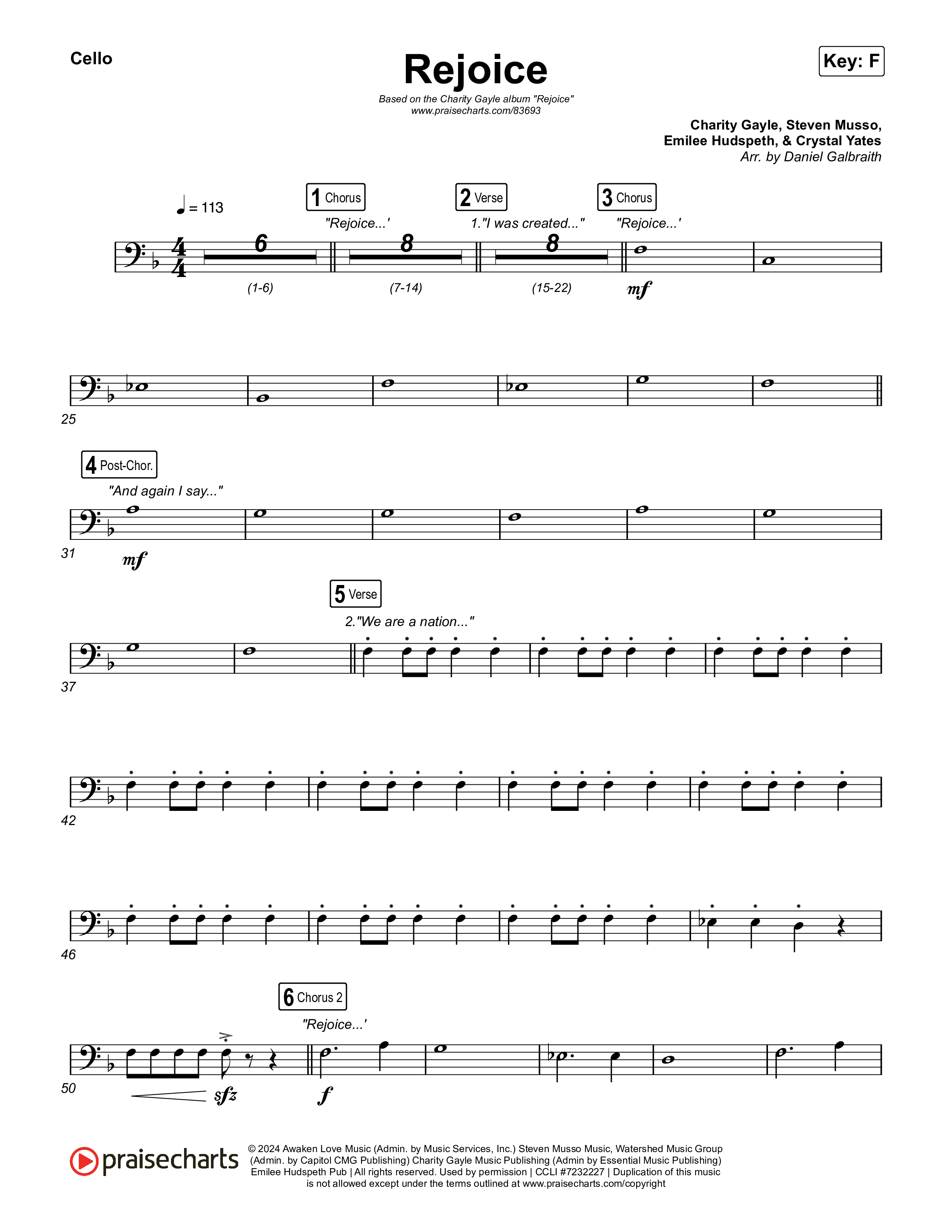 Rejoice Cello (Charity Gayle)