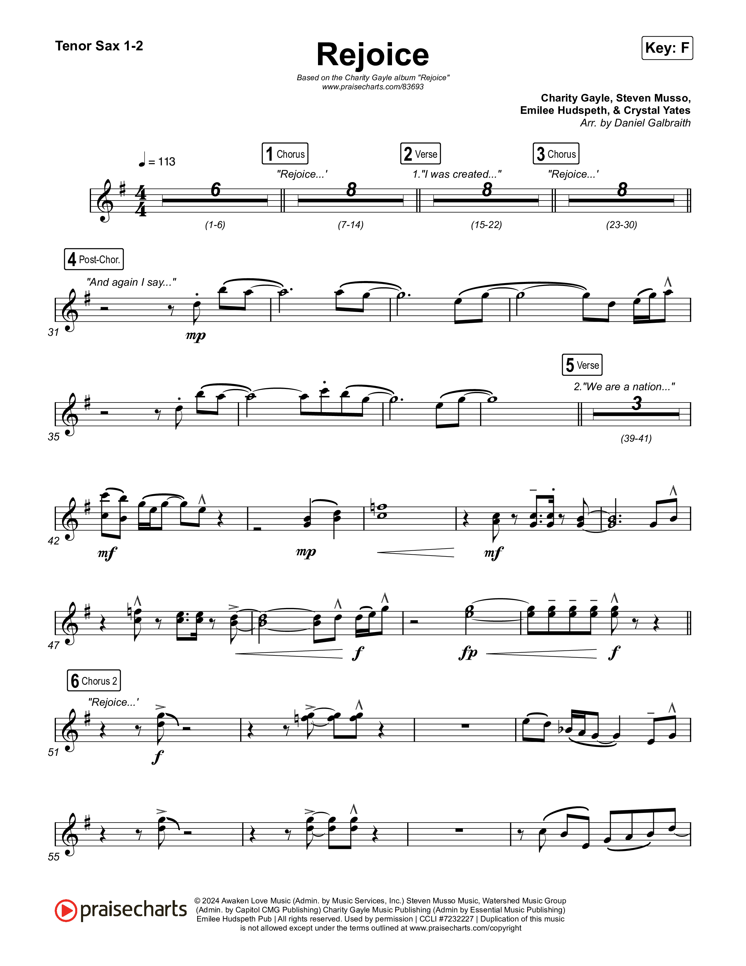 Rejoice Tenor Sax 1,2 (Charity Gayle)