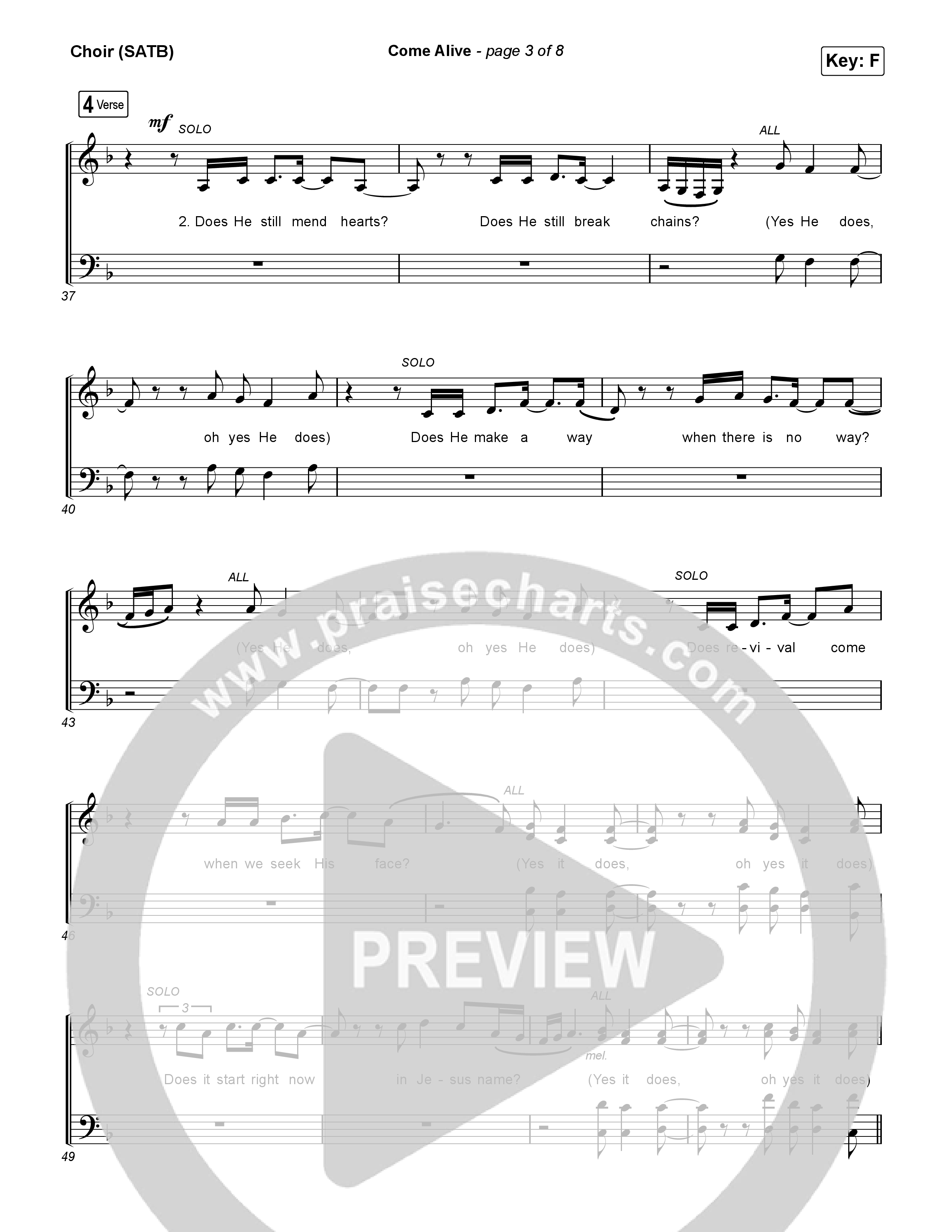 Come Alive Choir Sheet (SATB) (Charity Gayle)