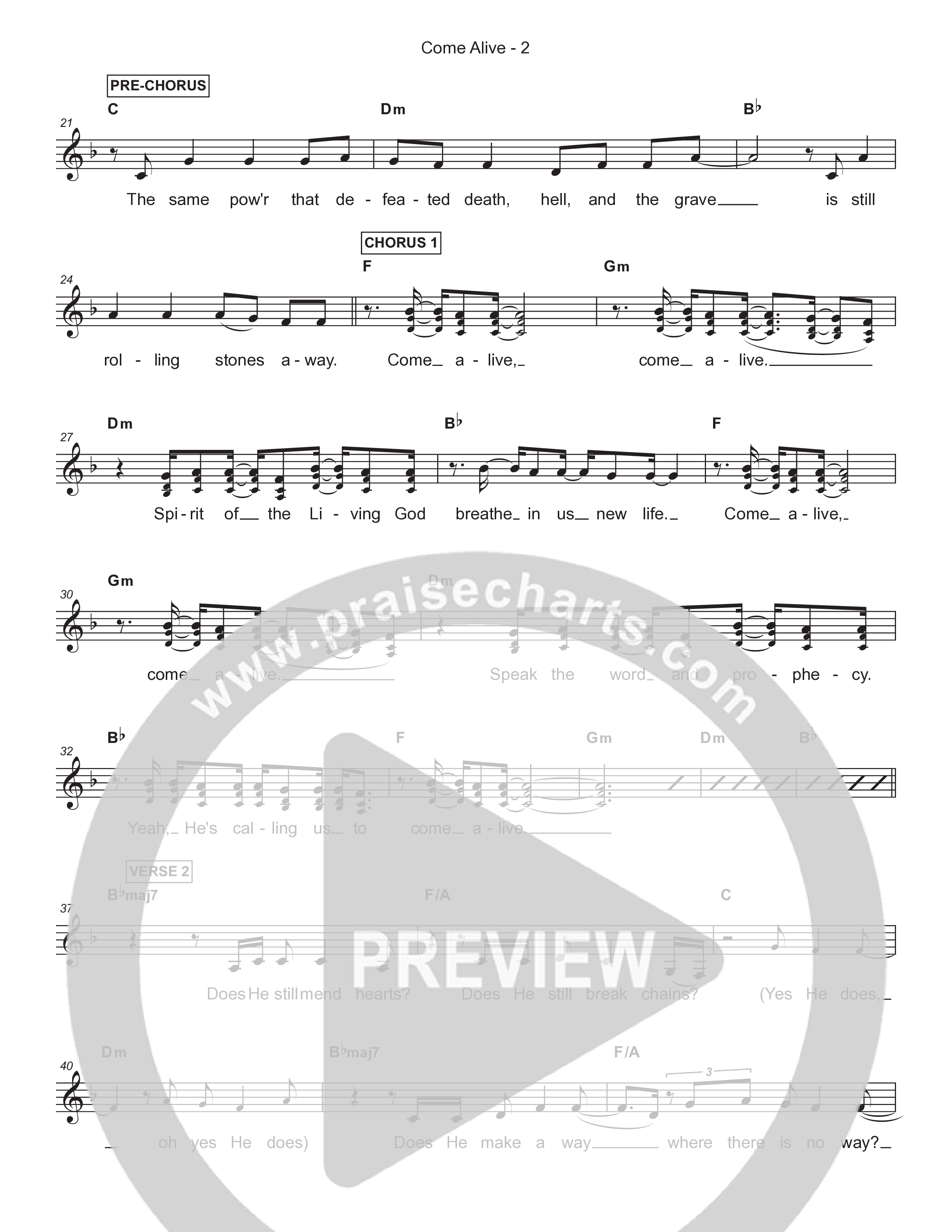 Come Alive Lead Sheet (SAT) (Charity Gayle)