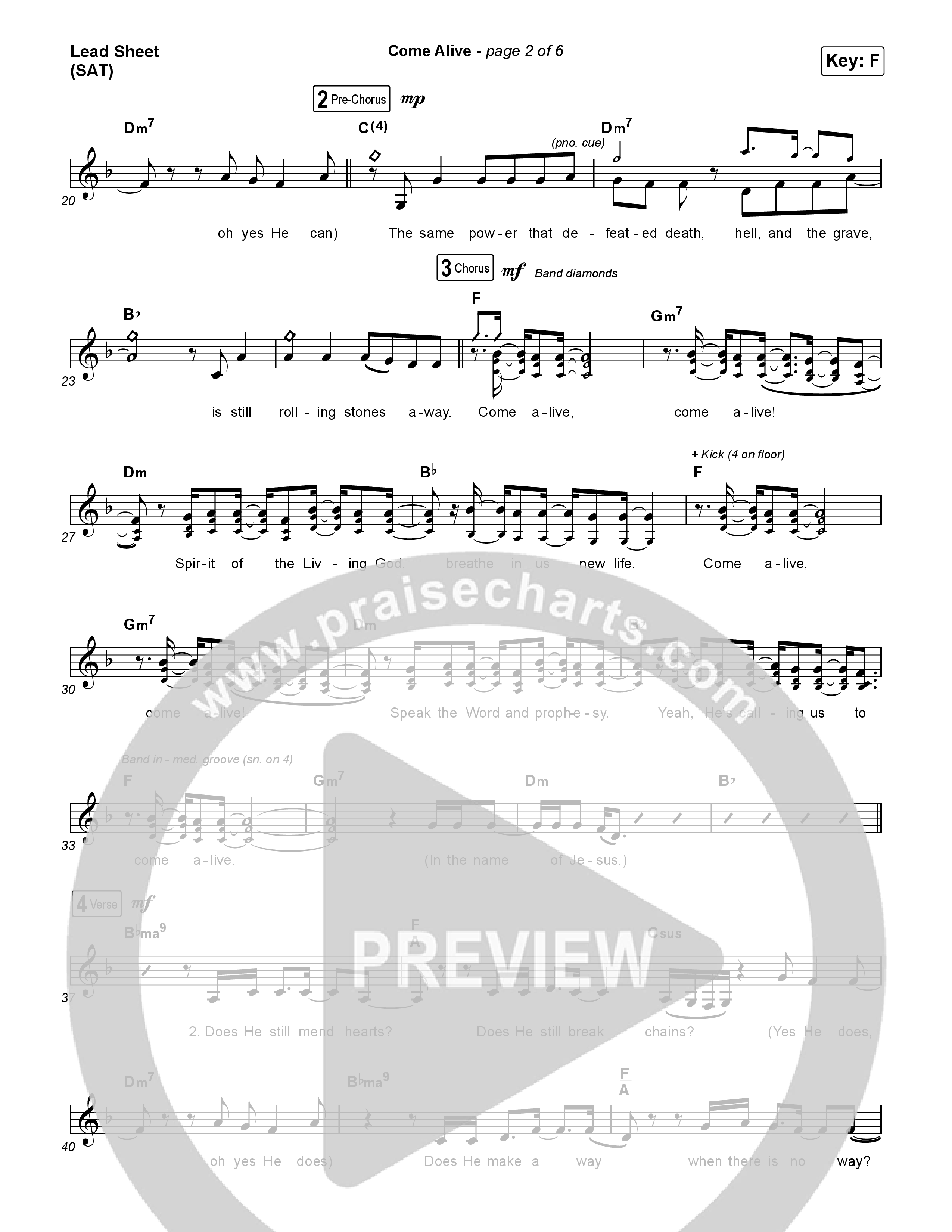 Come Alive Lead Sheet (SAT) (Charity Gayle)