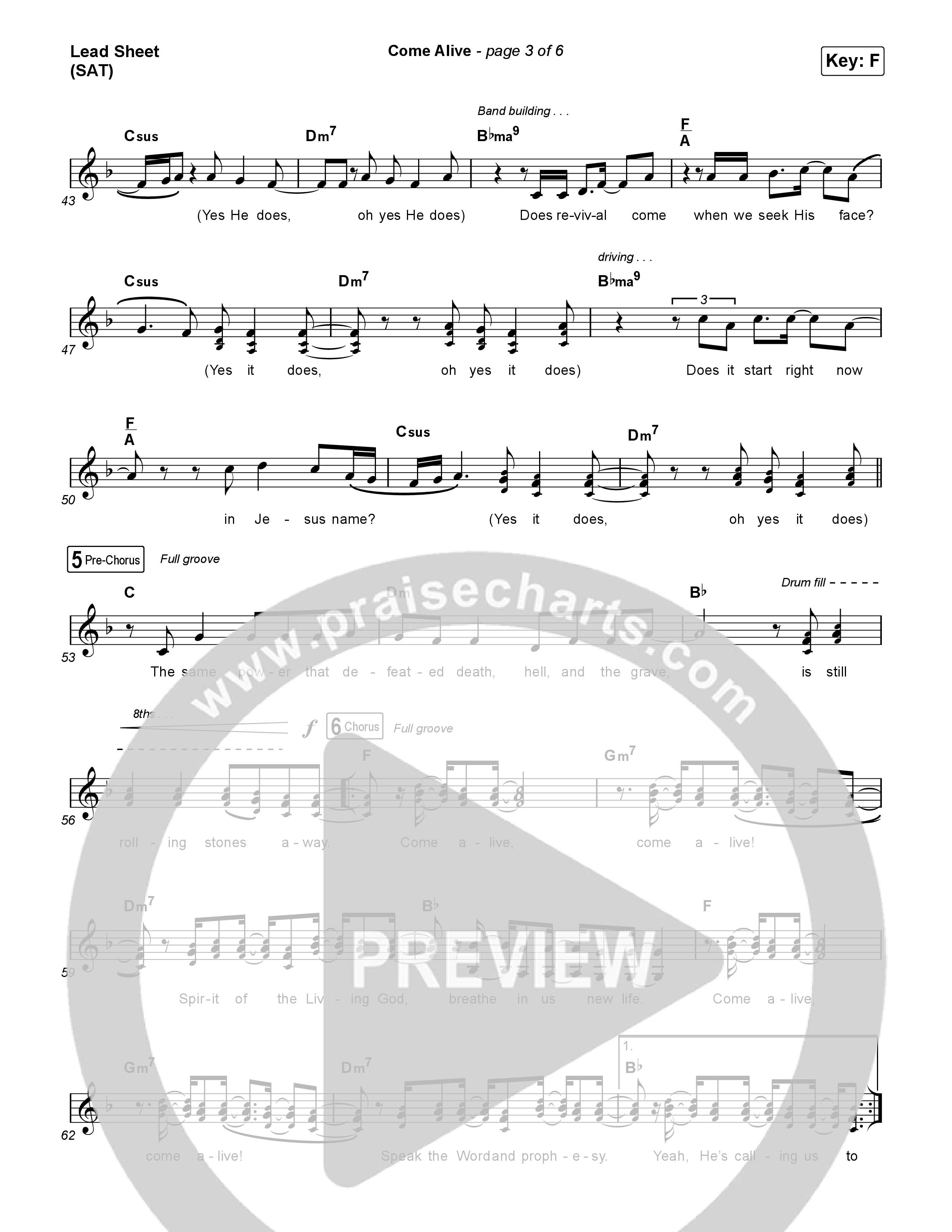 Come Alive Lead Sheet (SAT) (Charity Gayle)