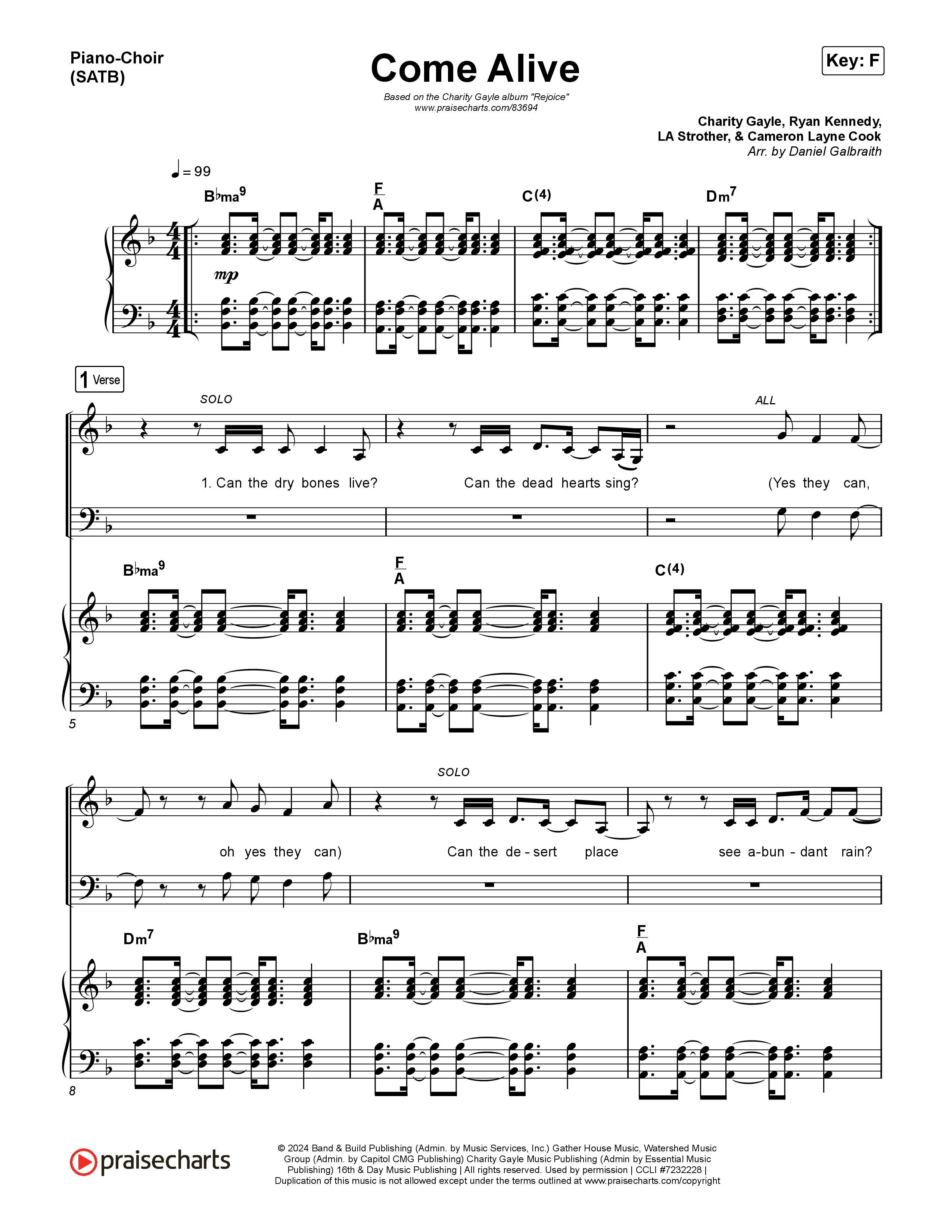 Come Alive Piano/Vocal (SATB) (Charity Gayle)