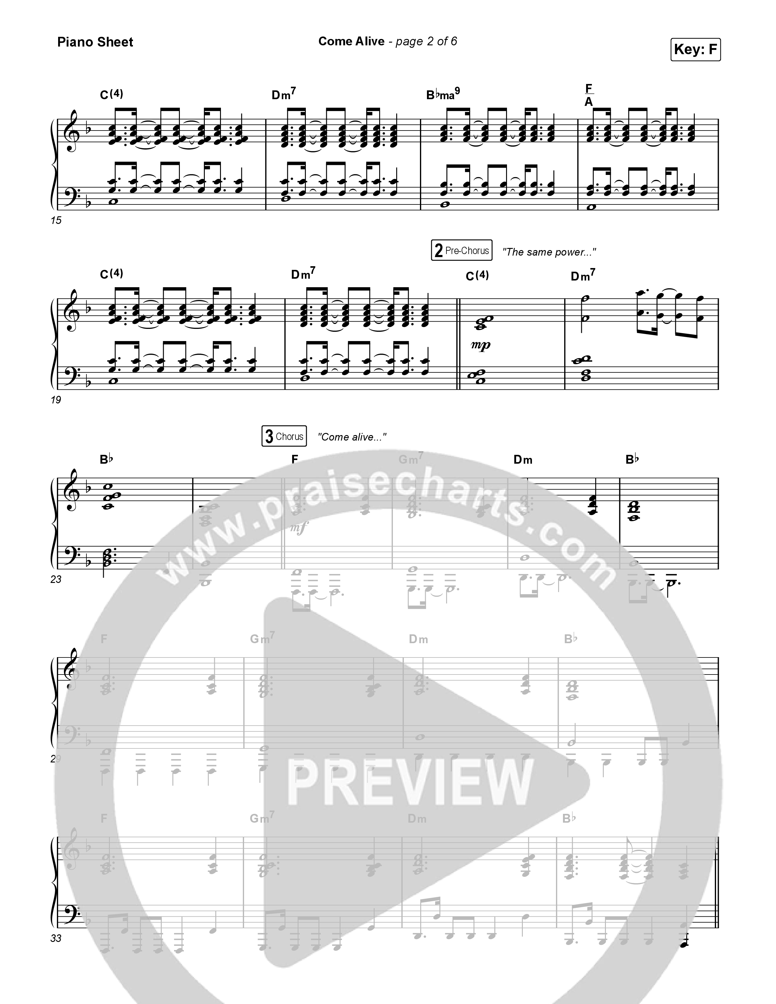 Come Alive Piano Sheet (Charity Gayle)