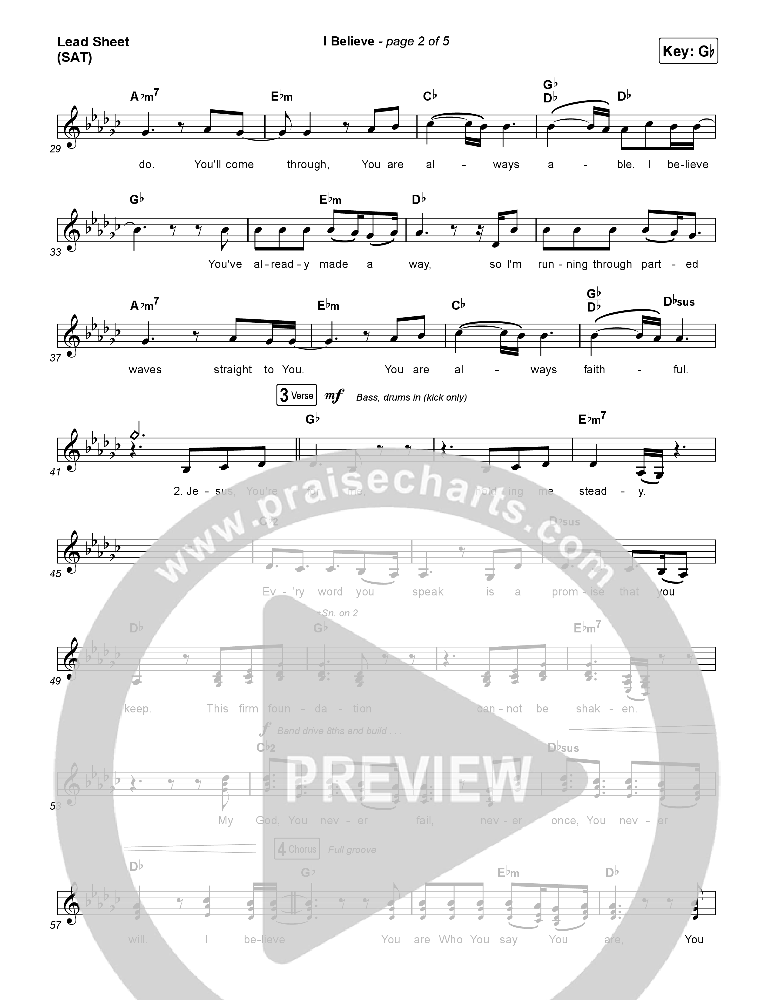 I Believe Lead Sheet (SAT) (Charity Gayle)