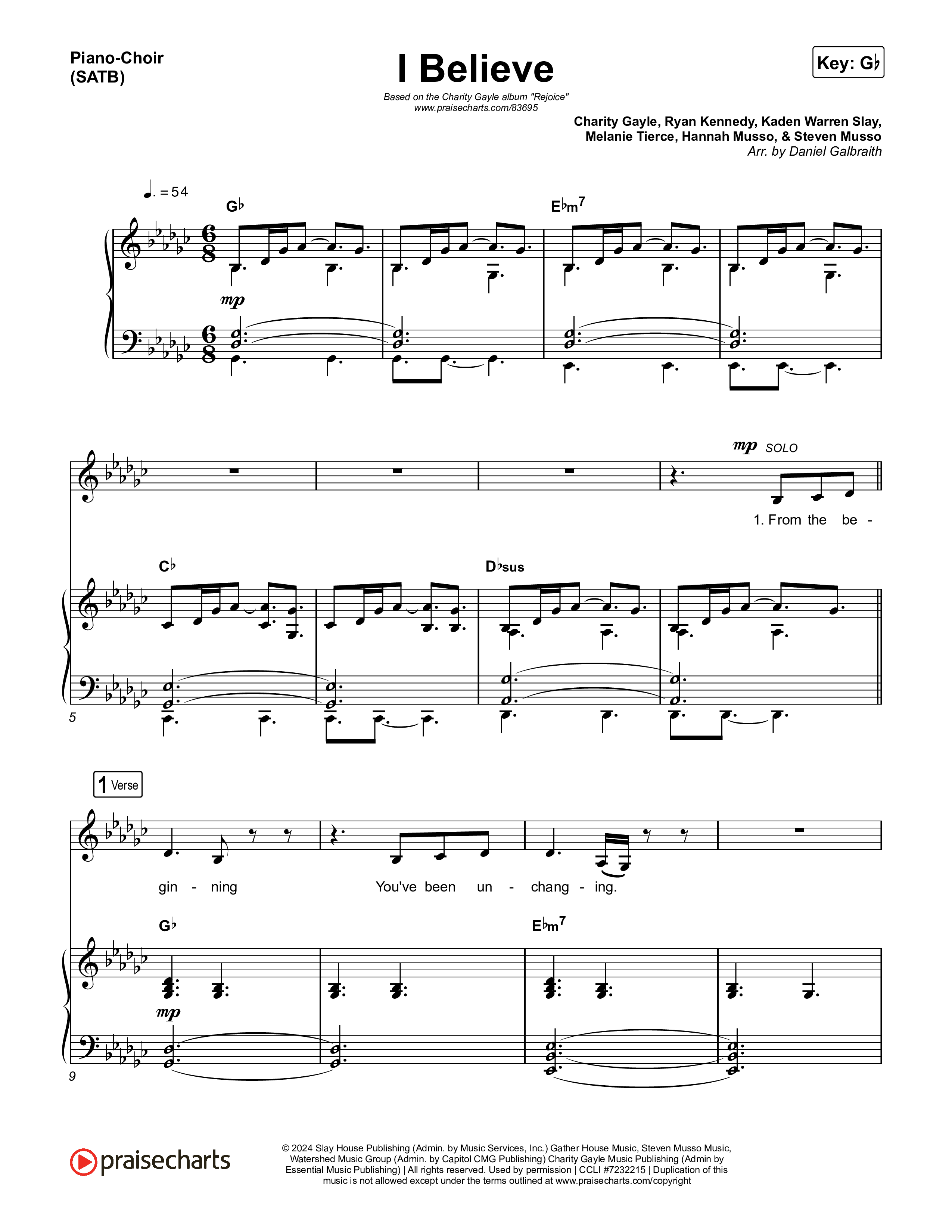 I Believe Piano/Vocal (SATB) (Charity Gayle)