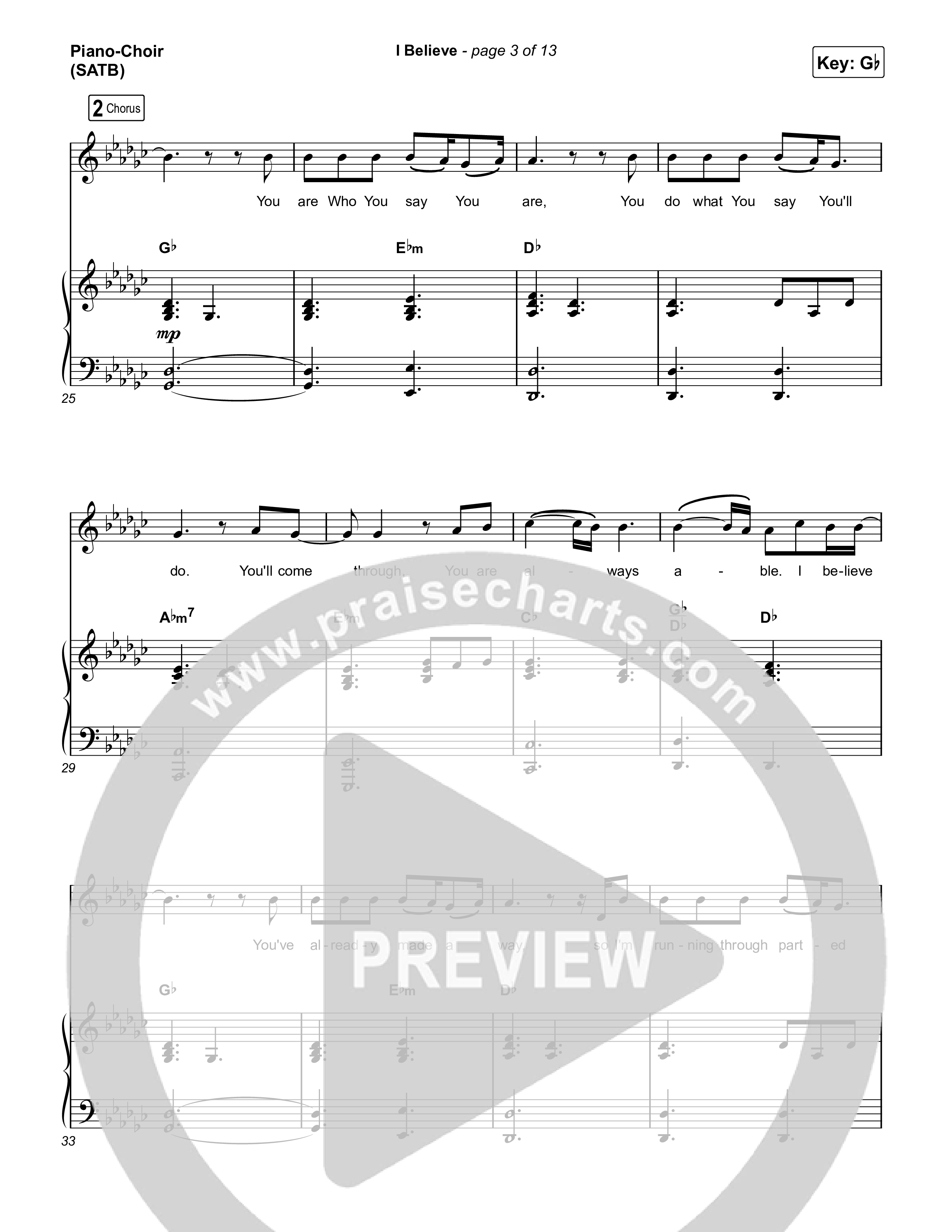 I Believe Piano/Vocal (SATB) (Charity Gayle)