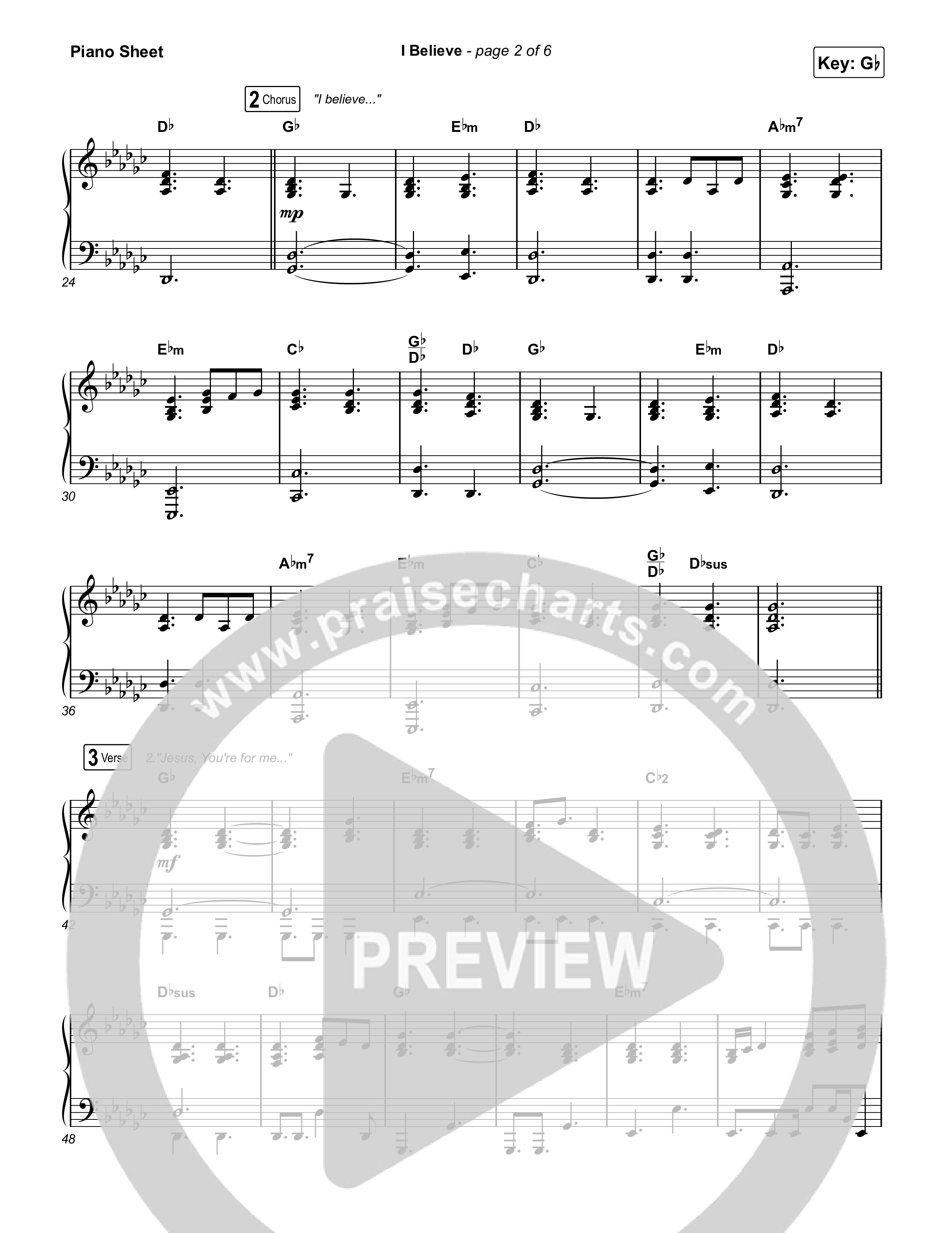 I Believe Piano Sheet (Charity Gayle)