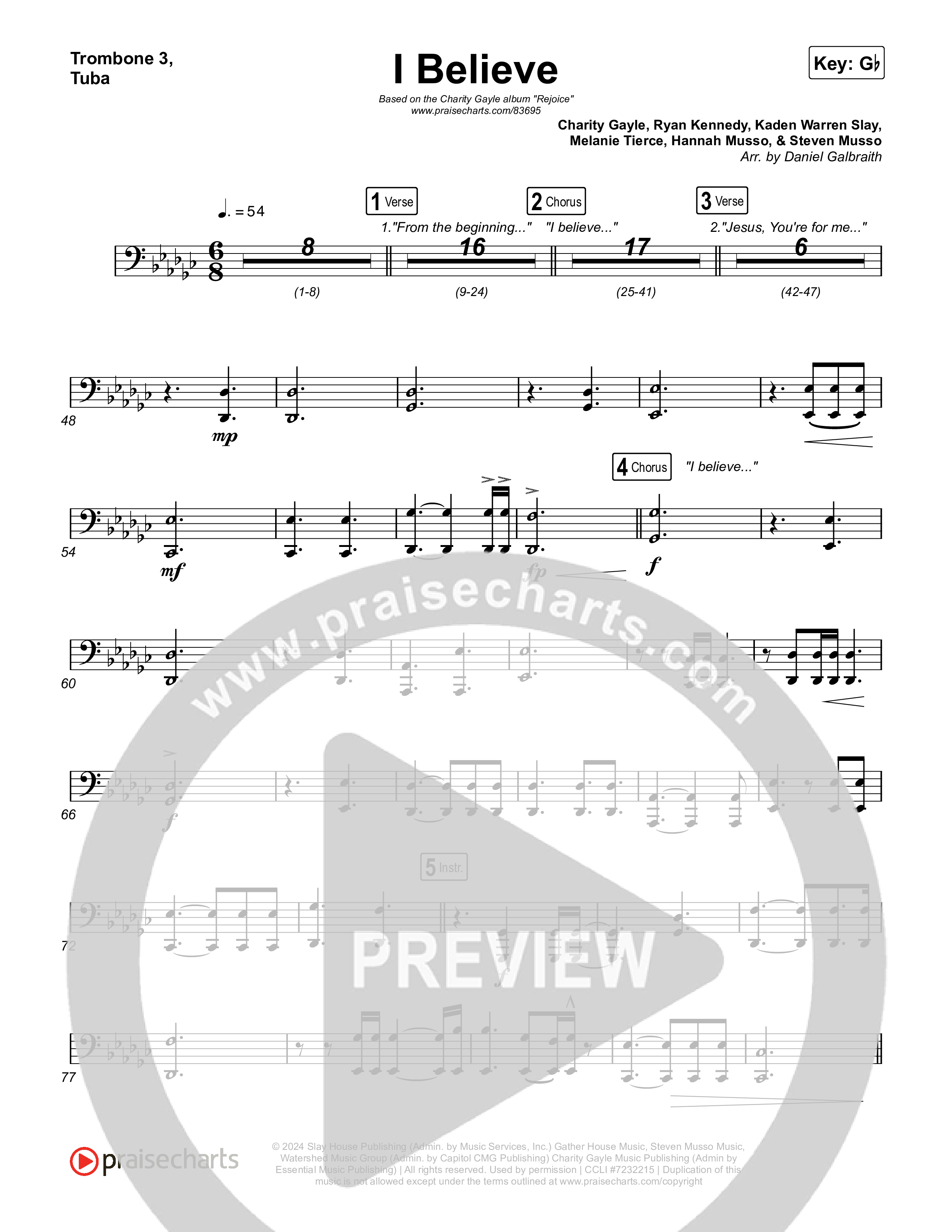 I Believe Trombone 1,2 (Charity Gayle)