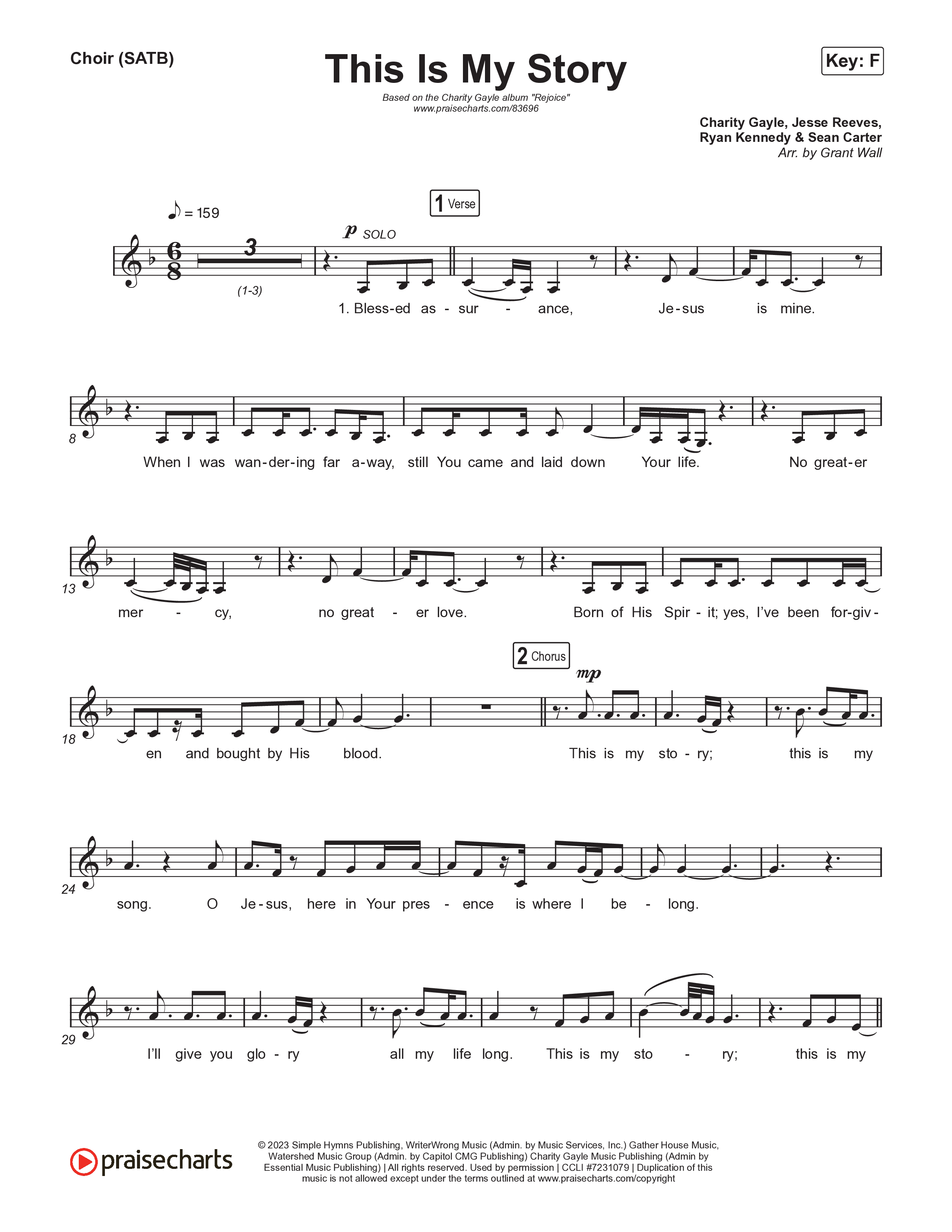 This Is My Story Choir Sheet (SATB) (Charity Gayle)