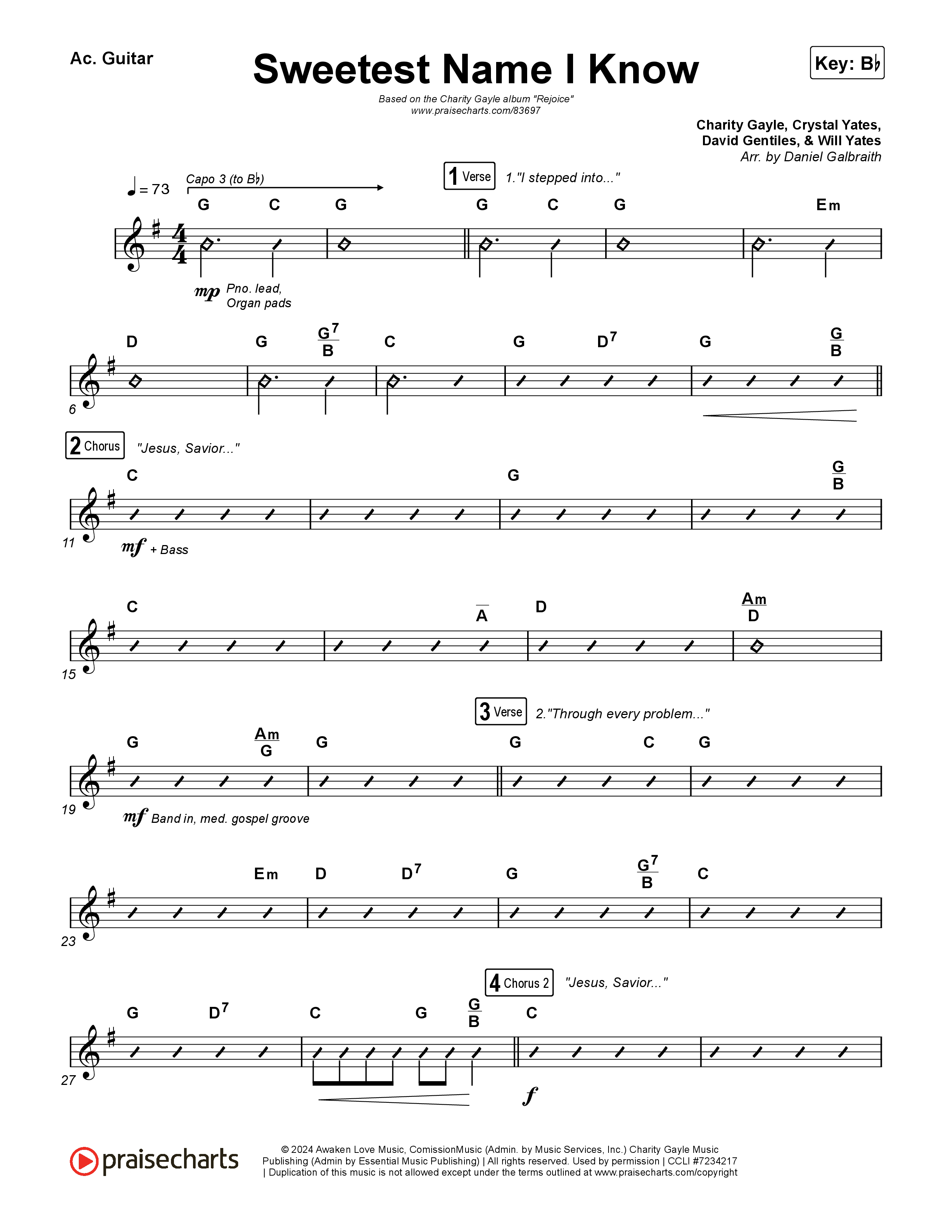 Sweetest Name I Know Acoustic Guitar (Charity Gayle)