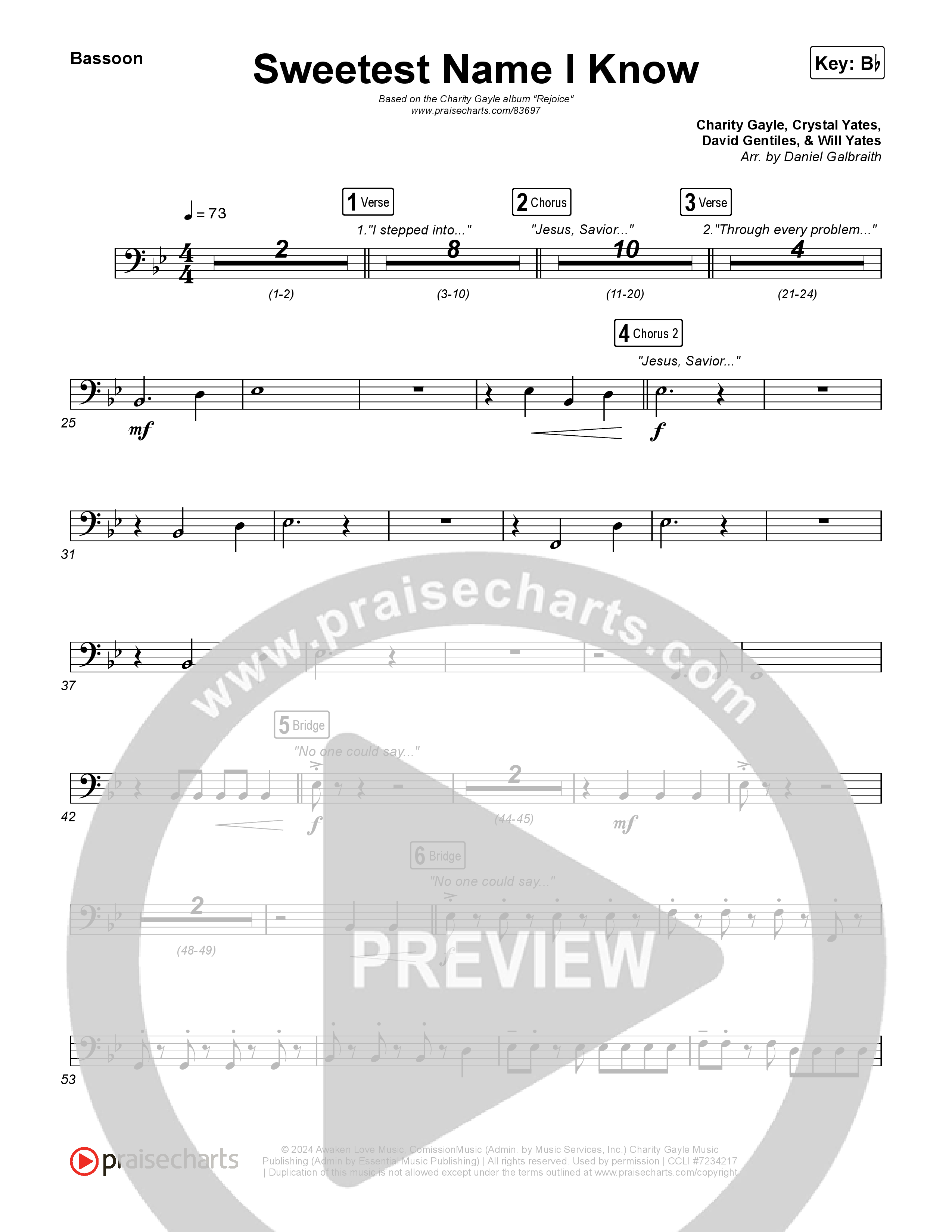 Sweetest Name I Know Bassoon (Charity Gayle)