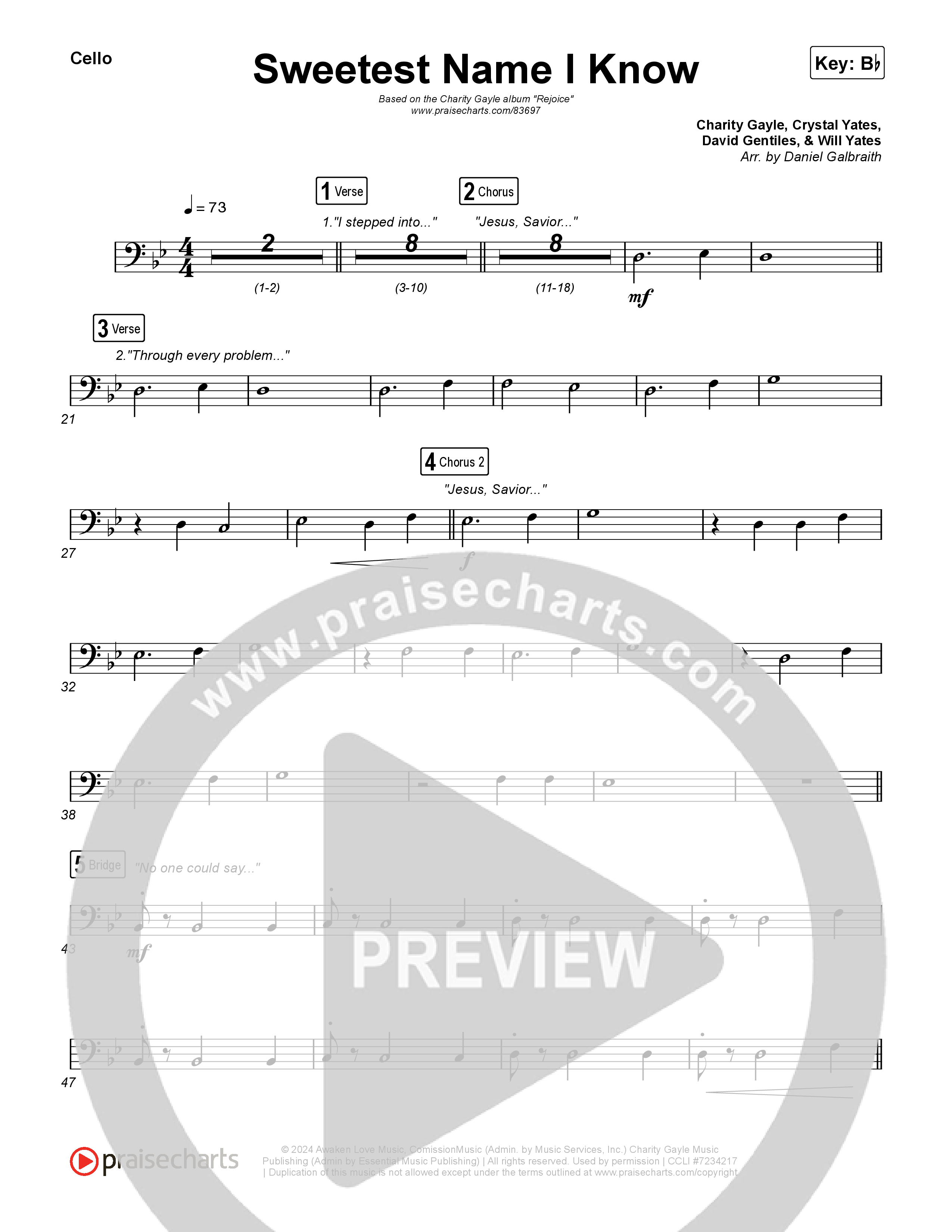 Sweetest Name I Know Cello (Charity Gayle)