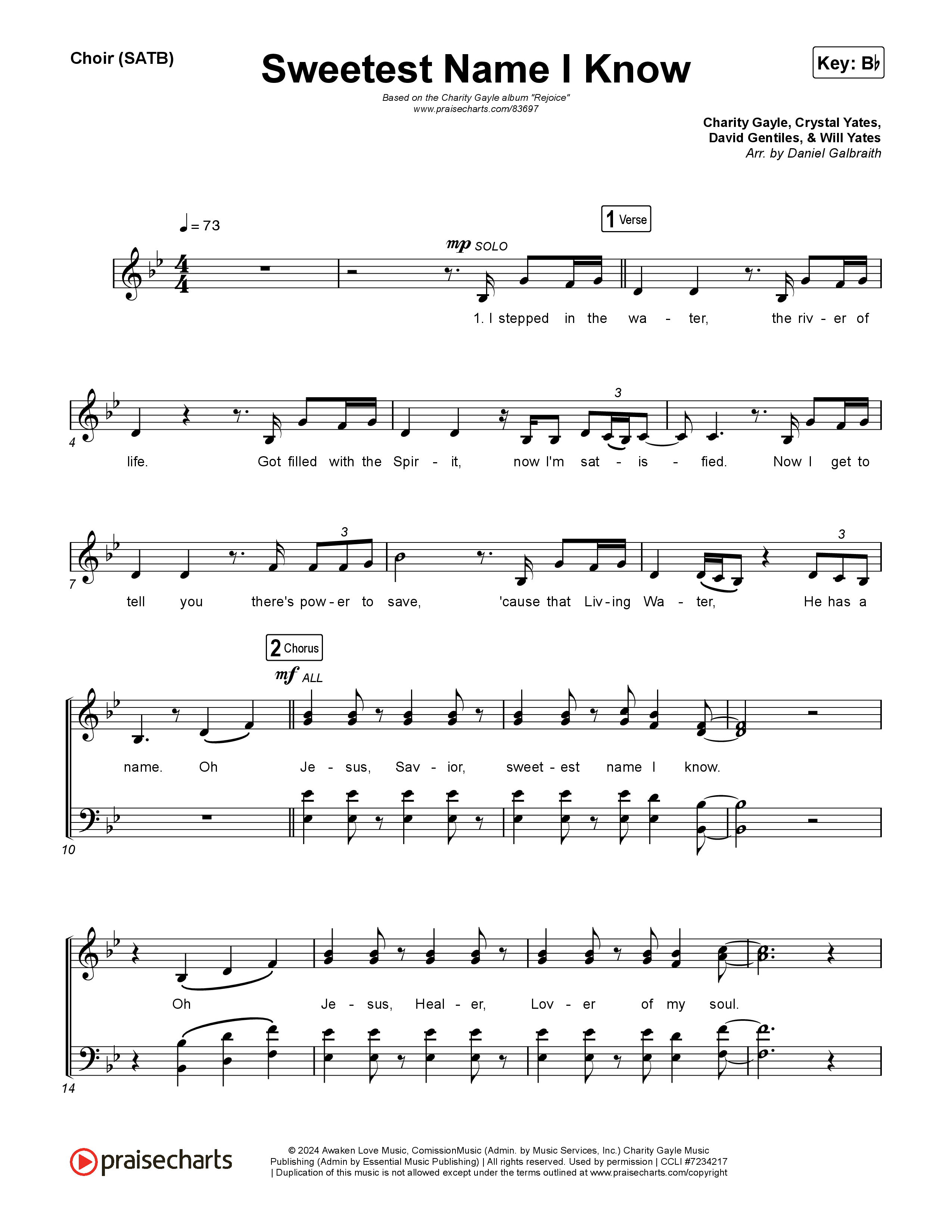 Sweetest Name I Know Choir Sheet (SATB) (Charity Gayle)