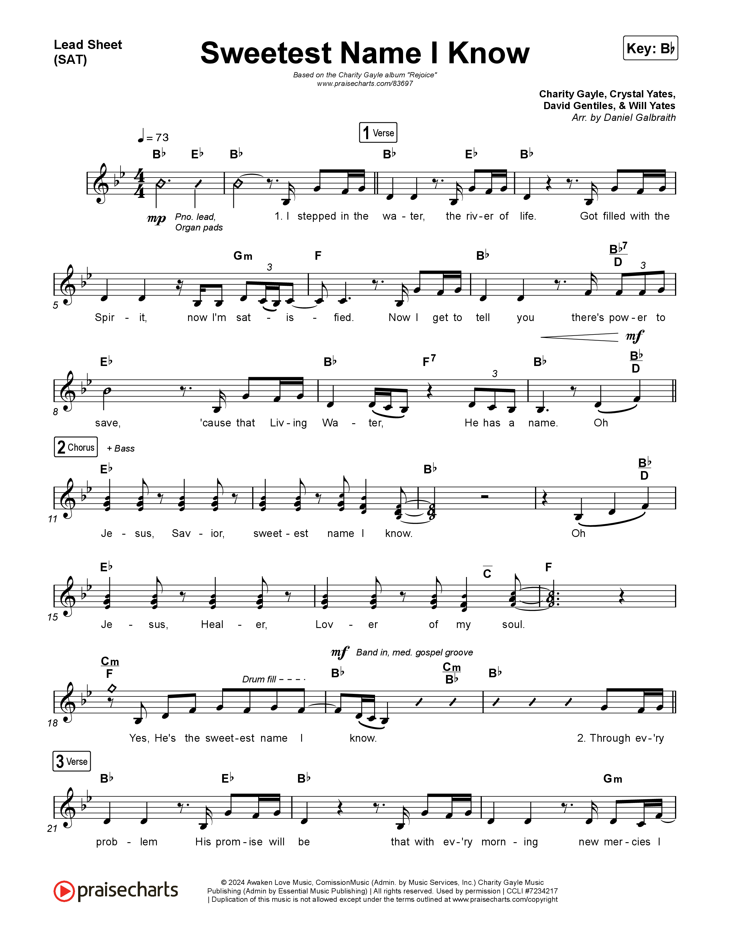 Sweetest Name I Know Lead Sheet (SAT) (Charity Gayle)