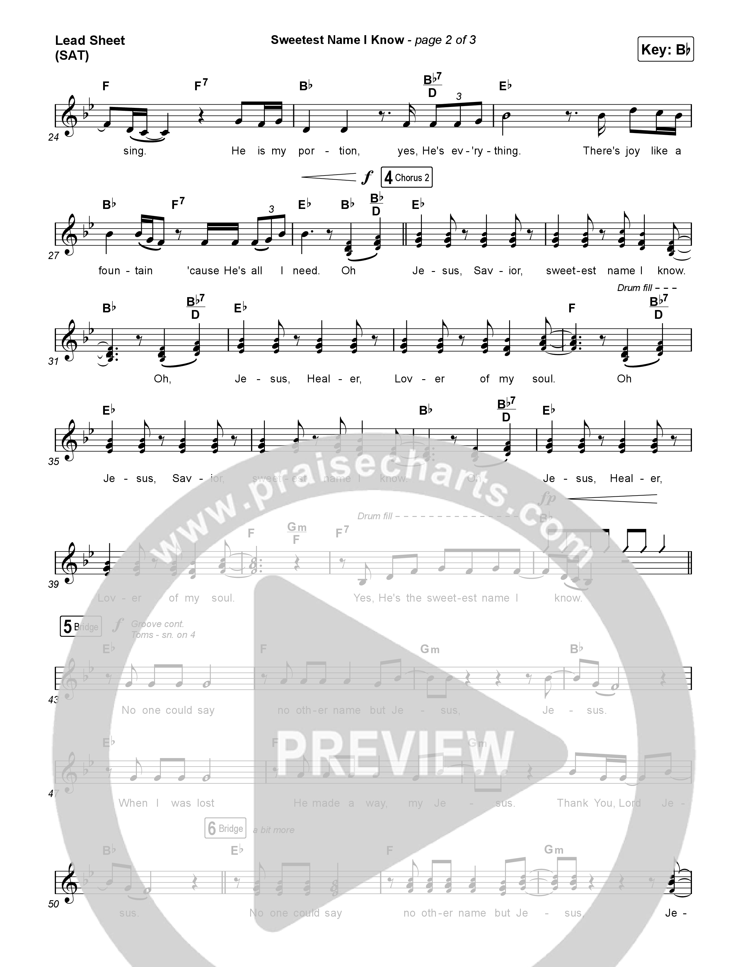 Sweetest Name I Know Lead Sheet (SAT) (Charity Gayle)