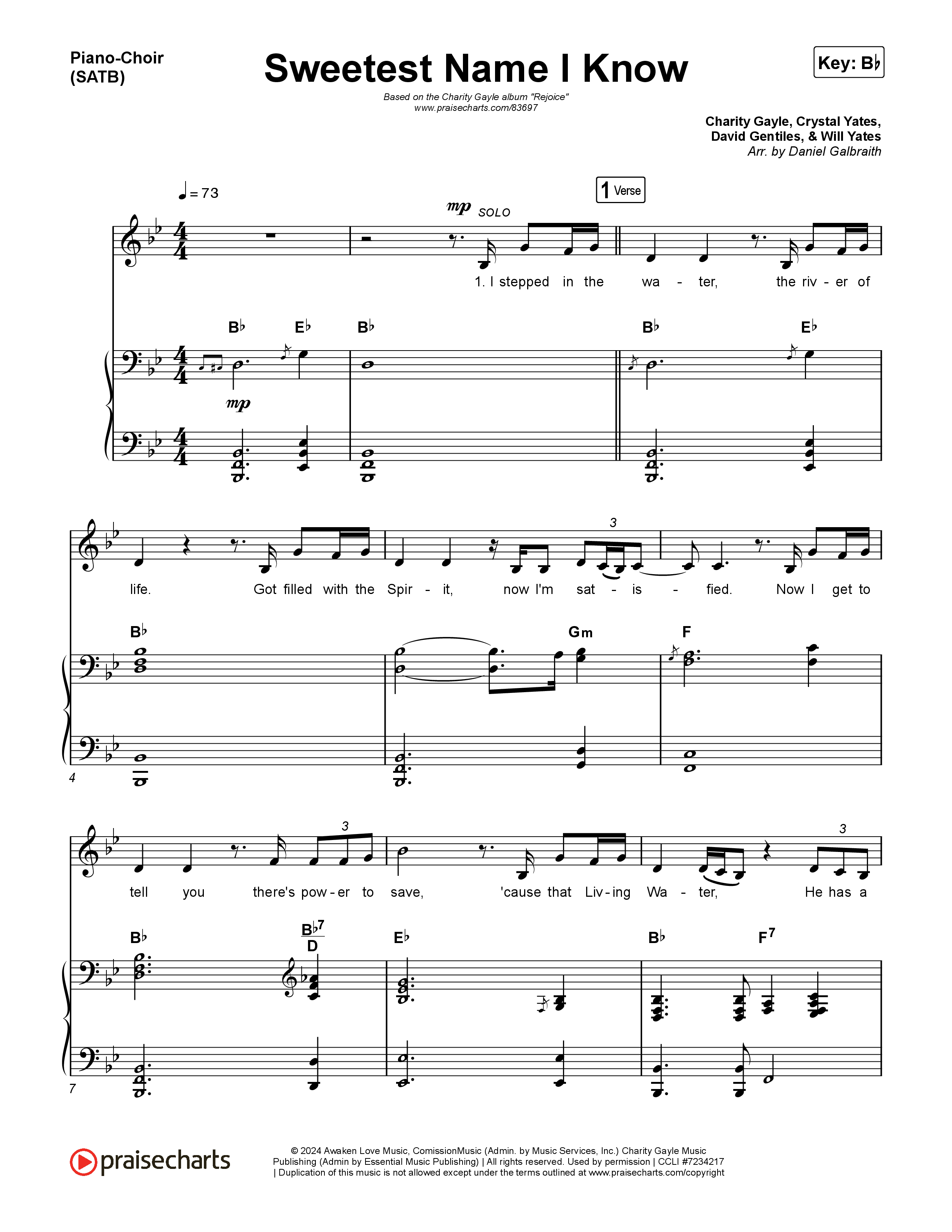 Sweetest Name I Know Piano/Vocal (SATB) (Charity Gayle)