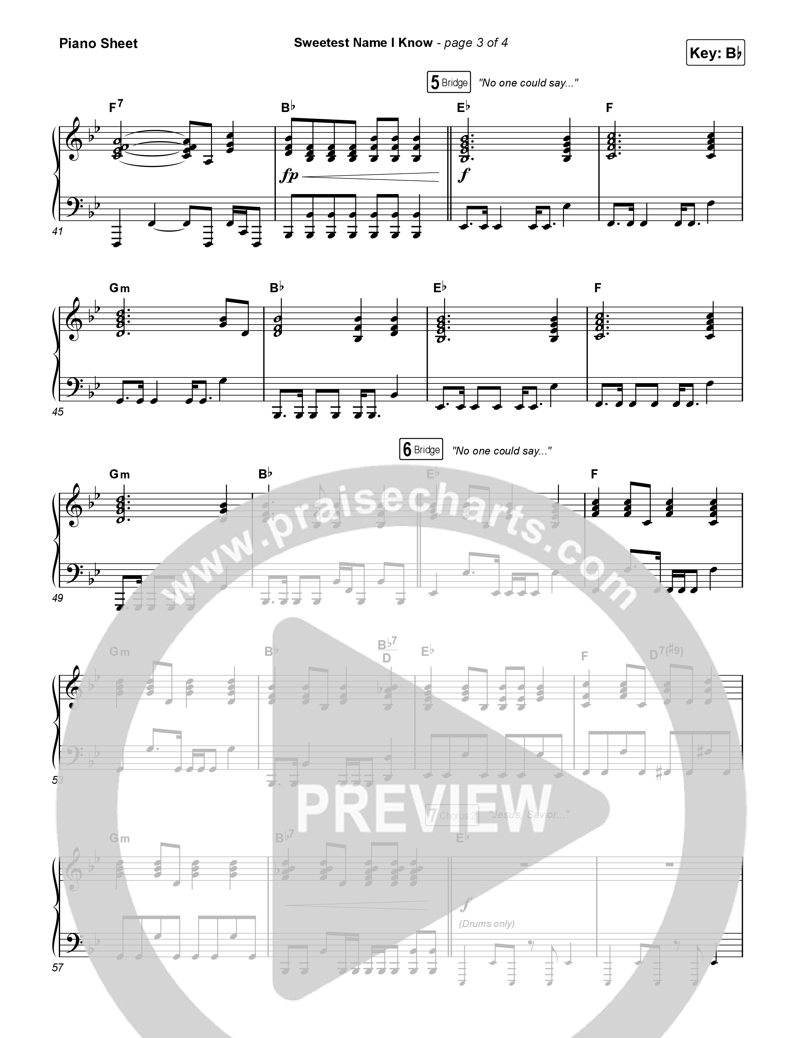 Sweetest Name I Know Piano Sheet (Charity Gayle)