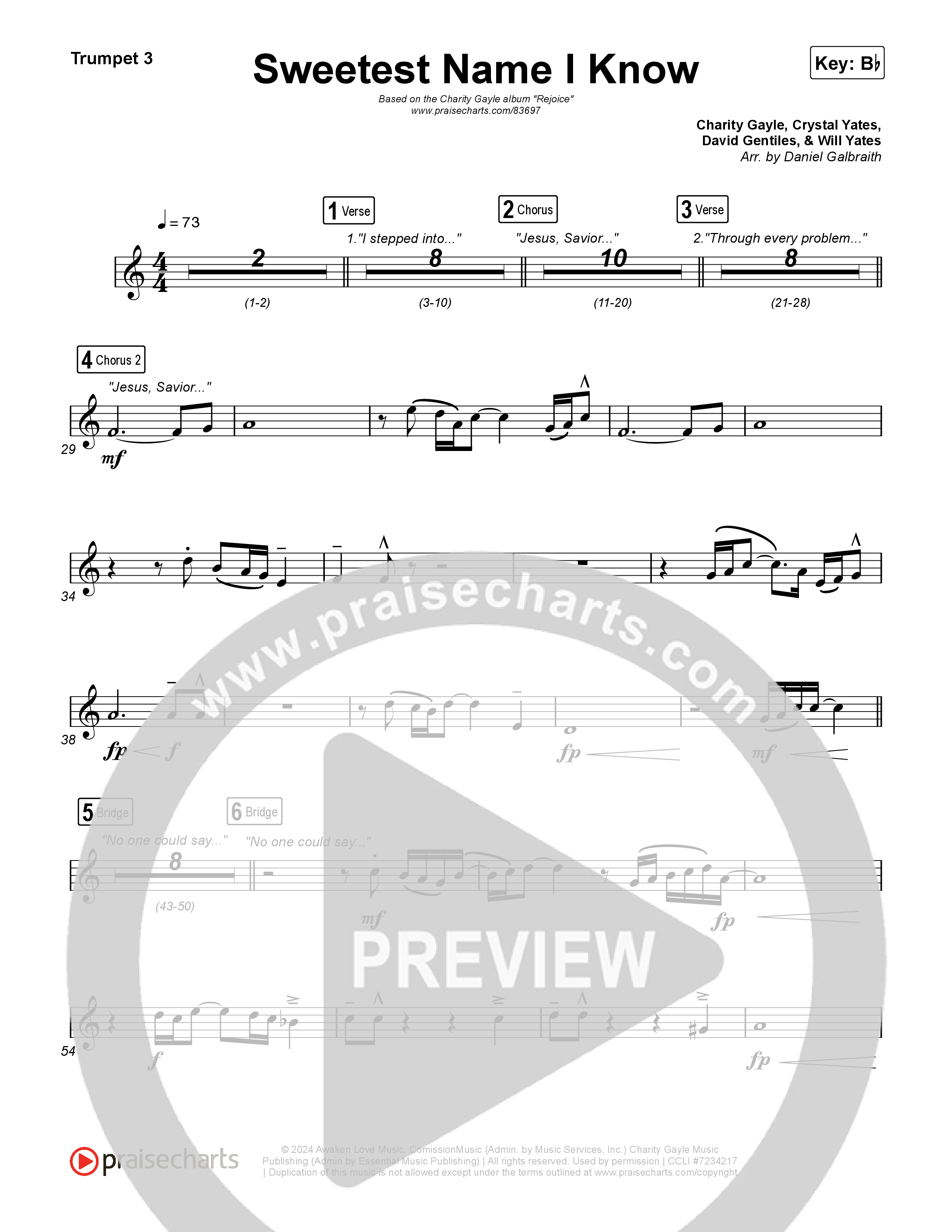 Sweetest Name I Know Trumpet 3 (Charity Gayle)