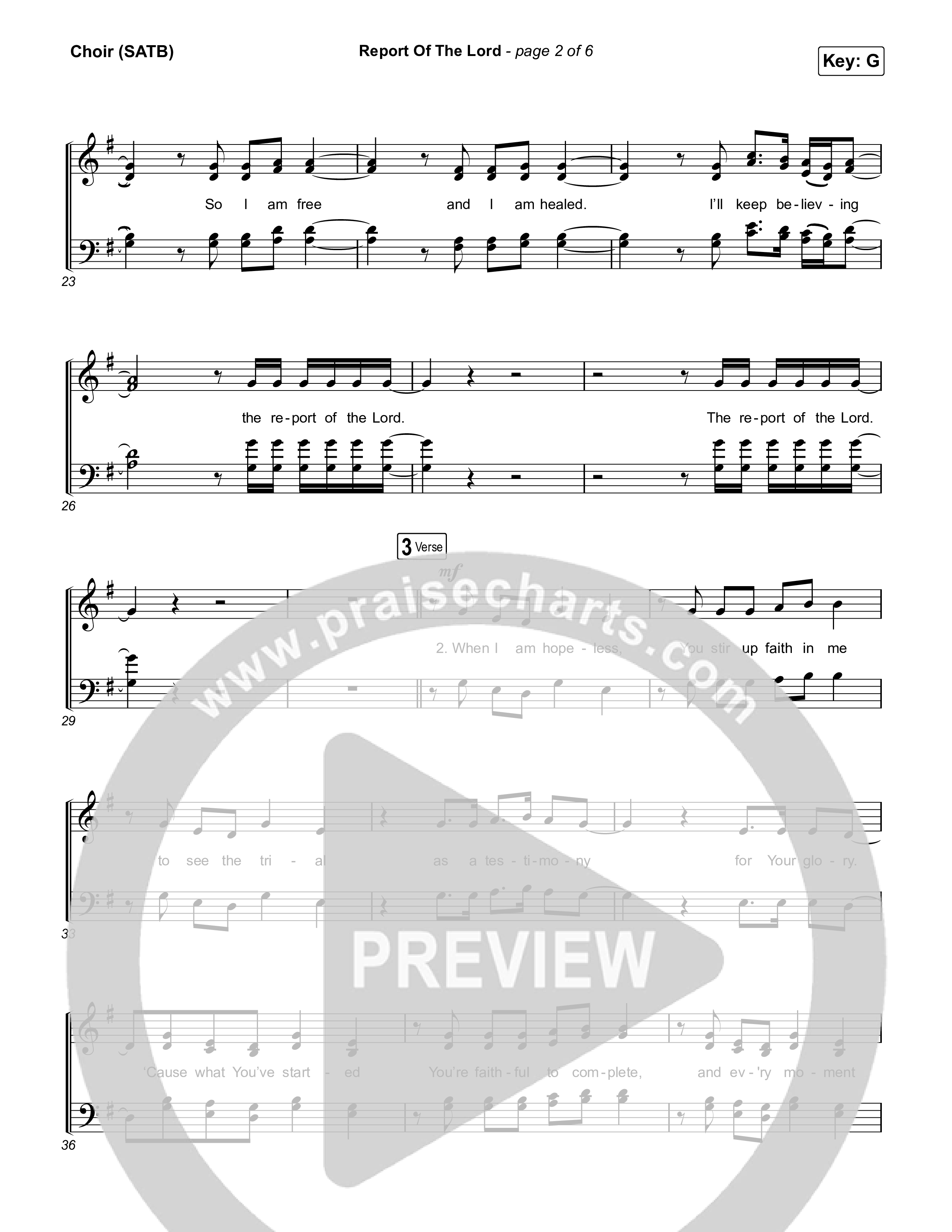 Report Of The Lord Choir Sheet (SATB) (Charity Gayle)