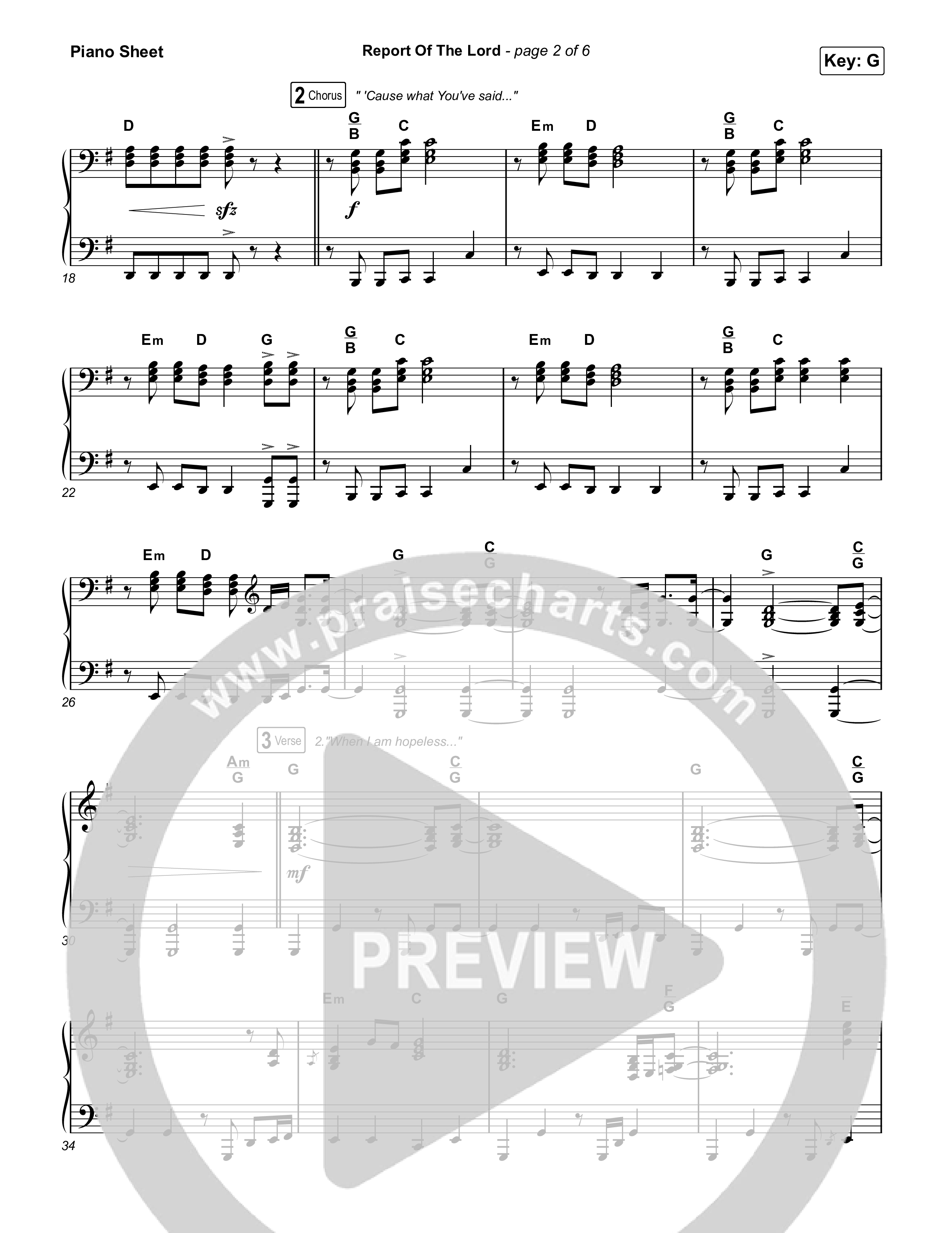 Report Of The Lord Piano Sheet (Charity Gayle)