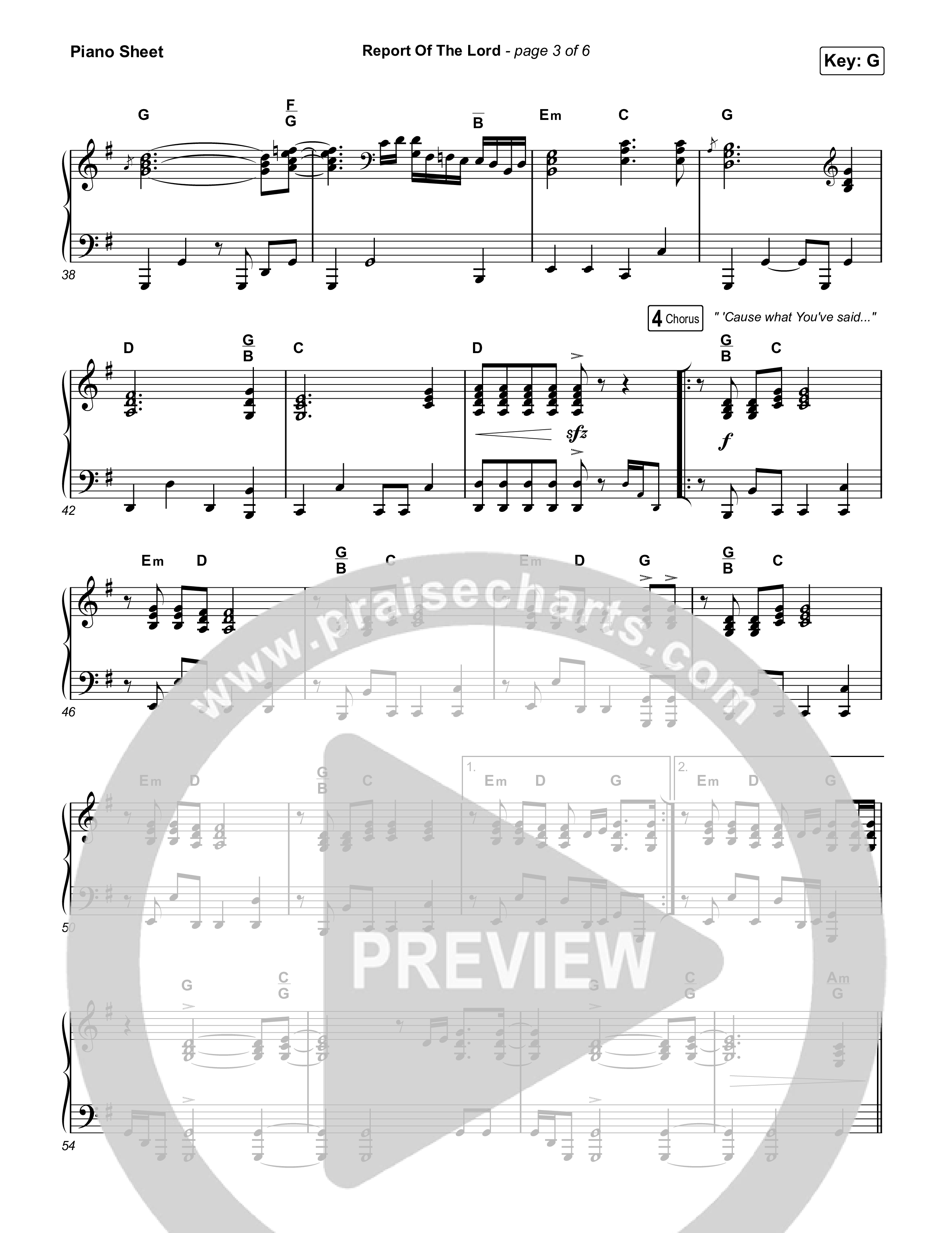 Report Of The Lord Piano Sheet (Charity Gayle)