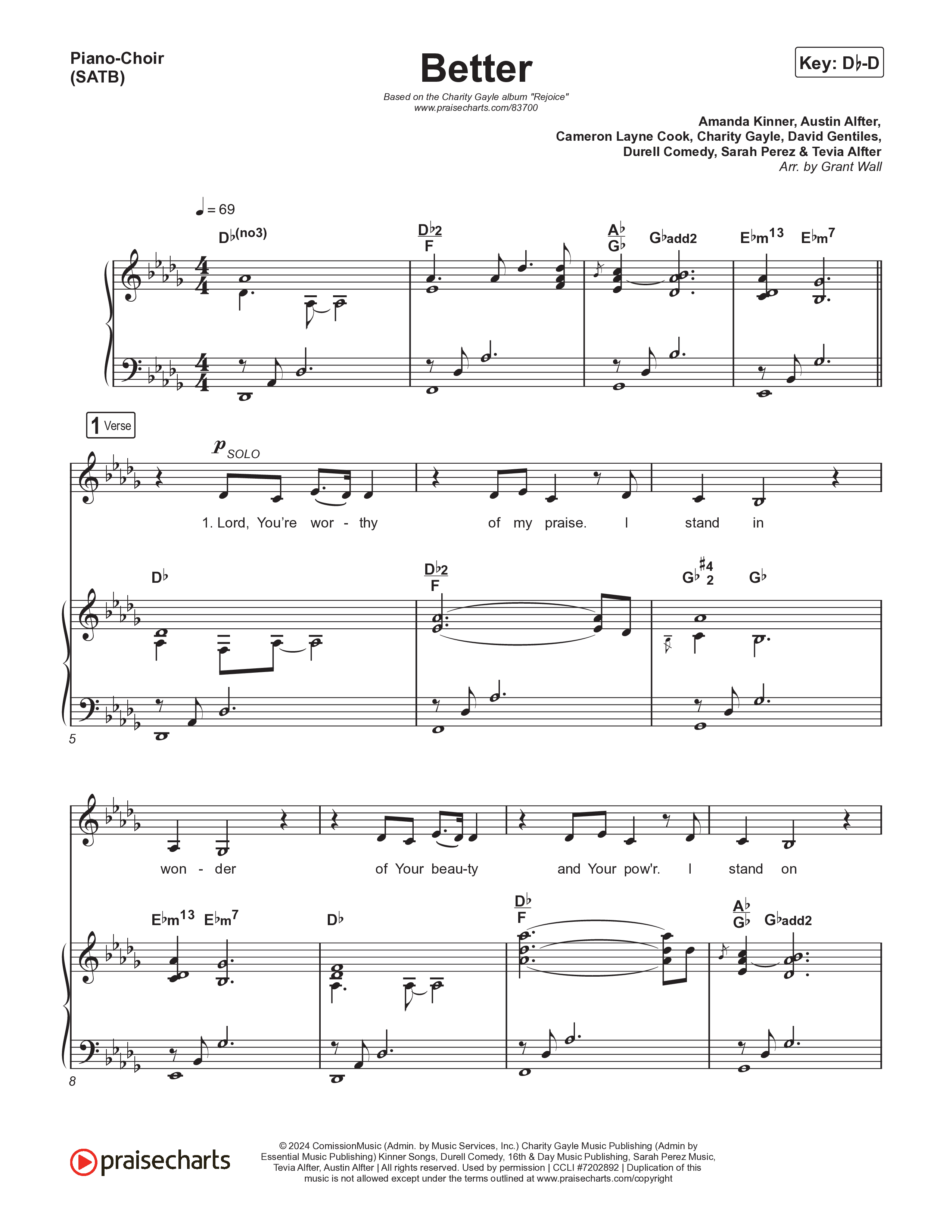 Better Piano/Vocal (SATB) (Charity Gayle)