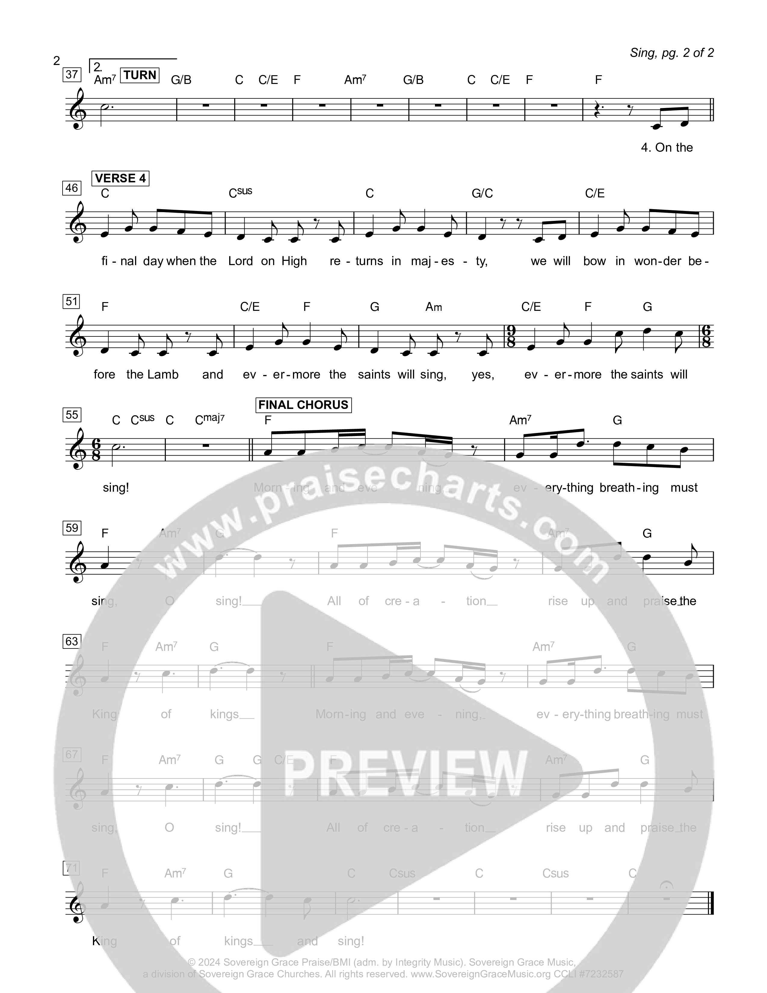 Sing (Live) Lead Sheet Melody (Sovereign Grace)