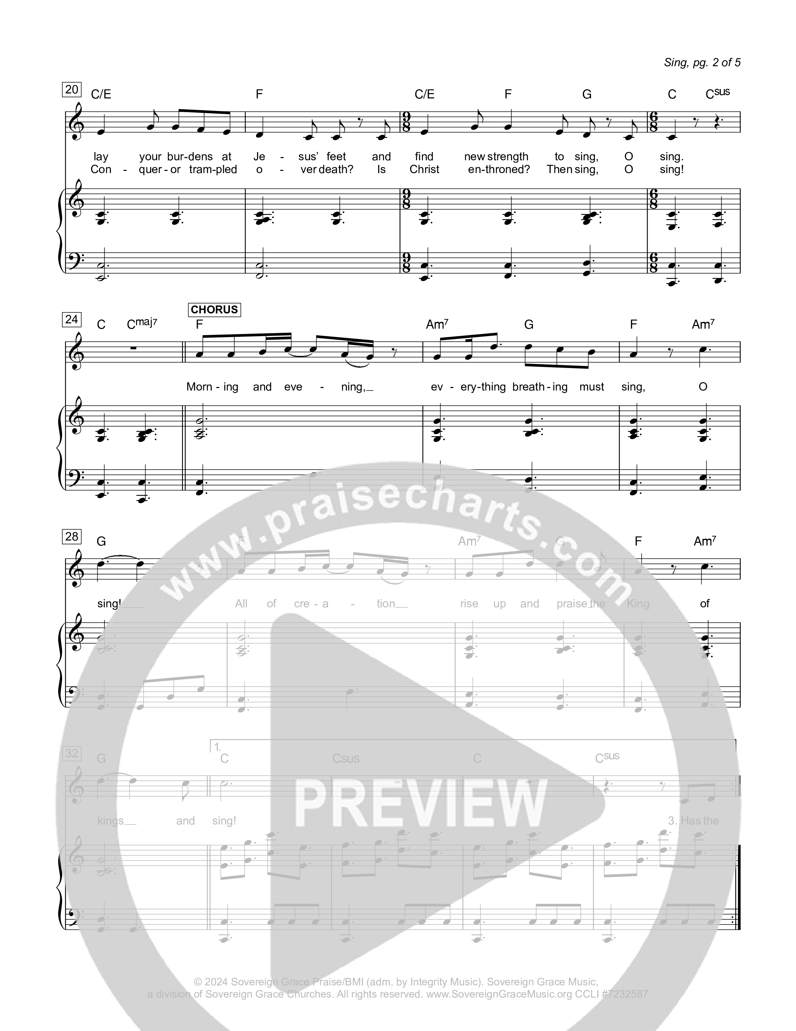 Sing (Live) Piano/Melody (Sovereign Grace)