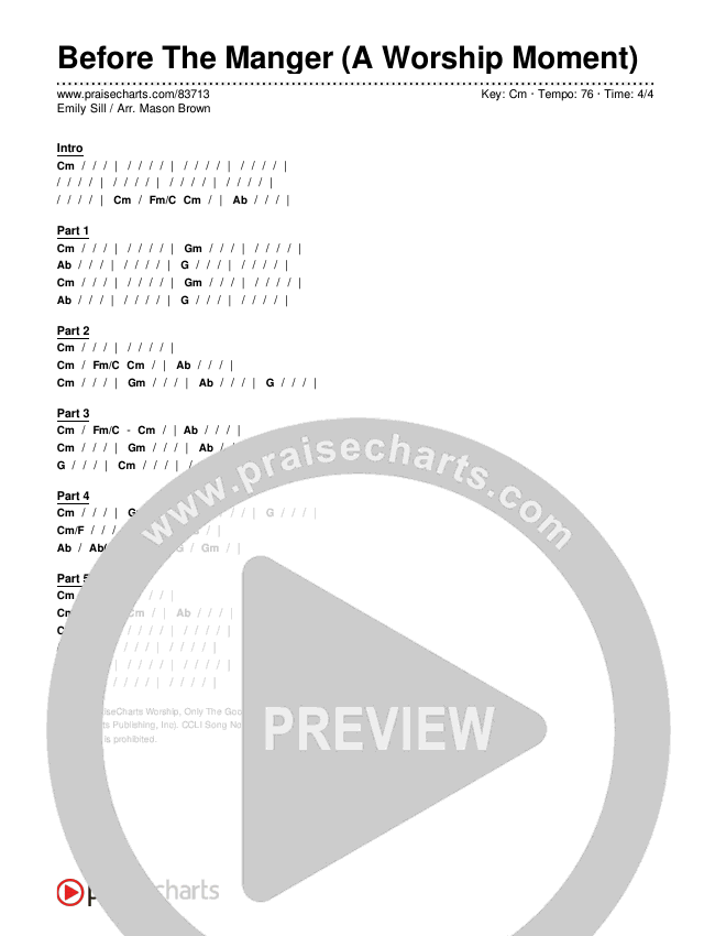 Before The Manger (A Worship Moment) (Choral/SATB) Chords & Lyrics (Emily Sill / Arr. Mason Brown)