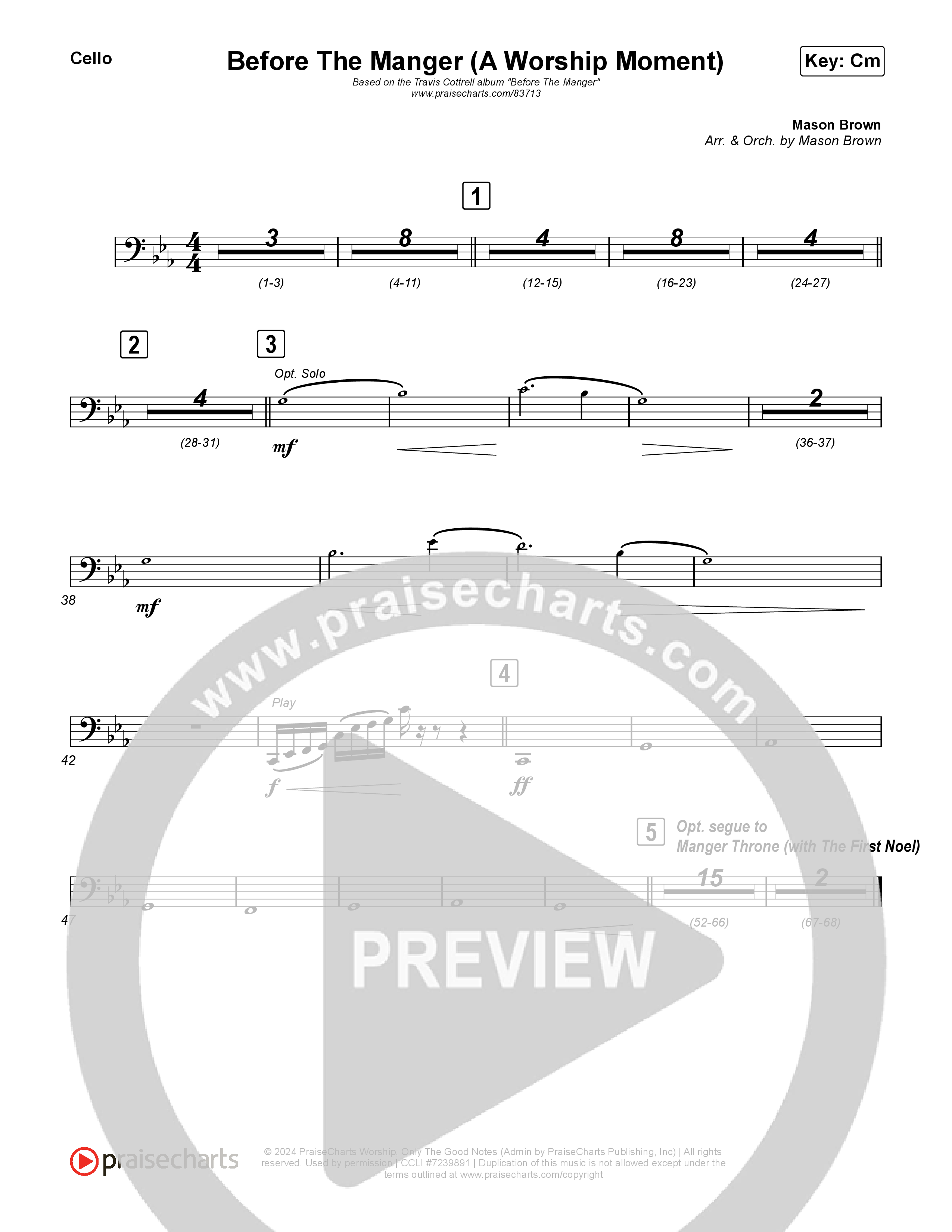 Before The Manger (A Worship Moment) (Choral/SATB) Cello (Emily Sill / Arr. Mason Brown)