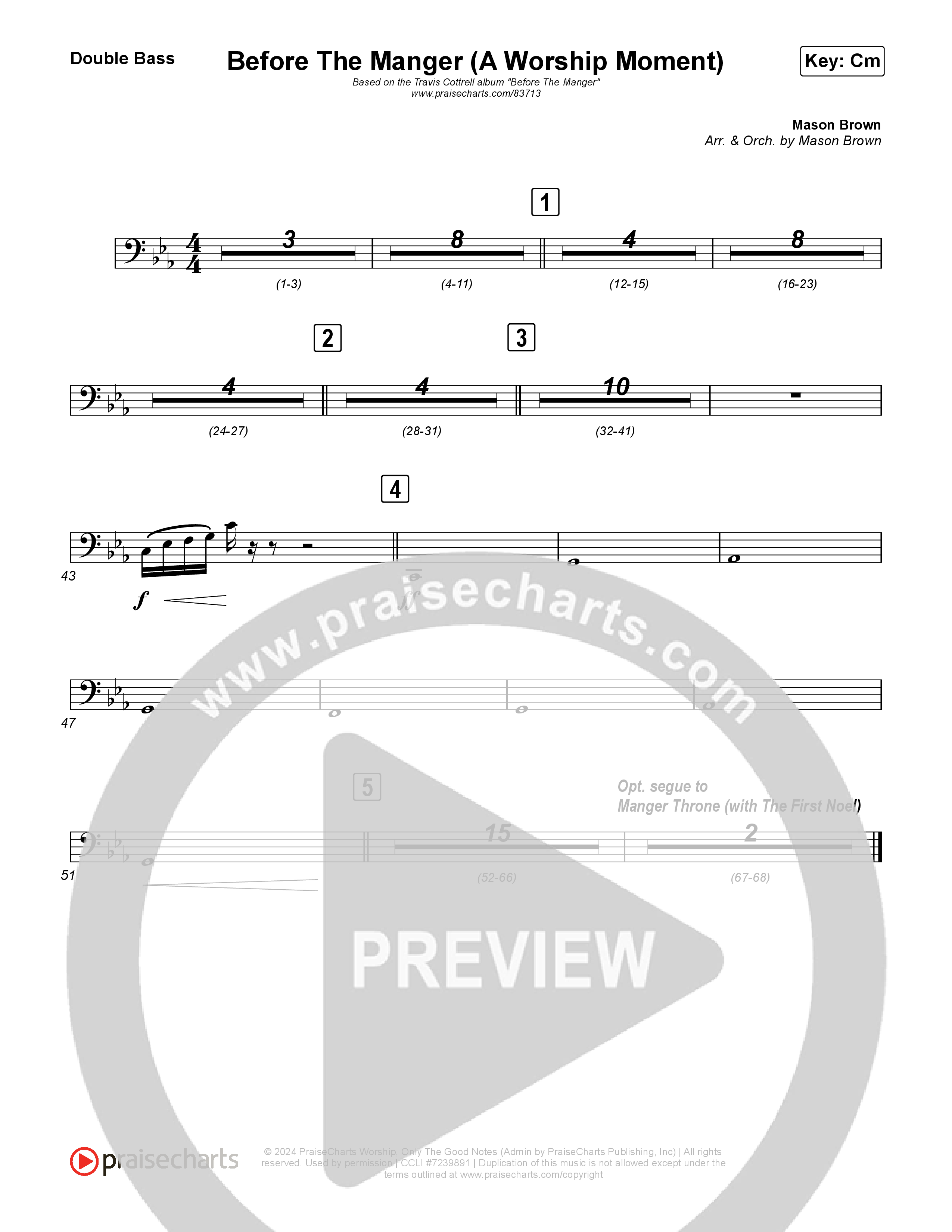 Before The Manger (A Worship Moment) (Choral/SATB) String Bass (Emily Sill / Arr. Mason Brown)