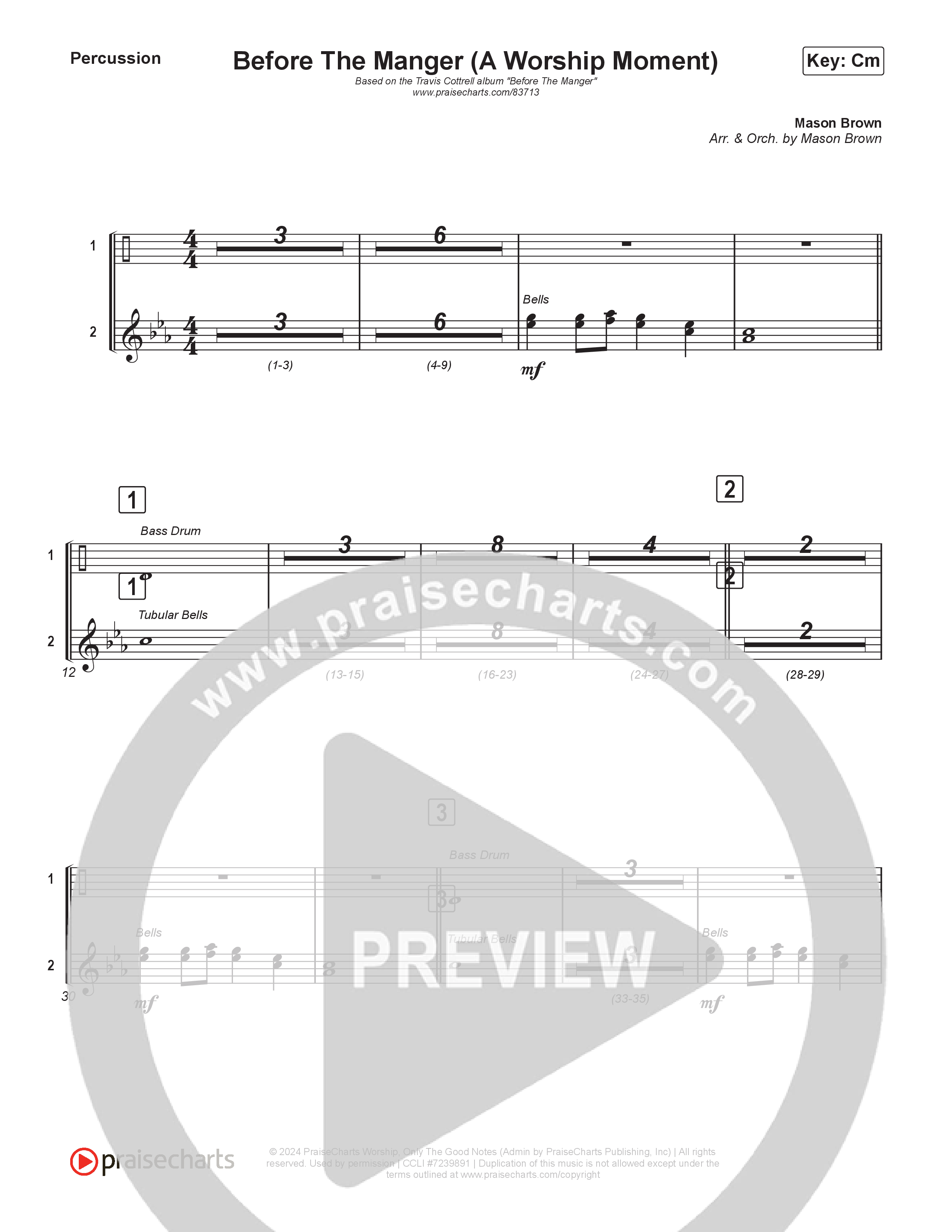 Before The Manger (A Worship Moment) (Choral/SATB) Percussion (Emily Sill / Arr. Mason Brown)