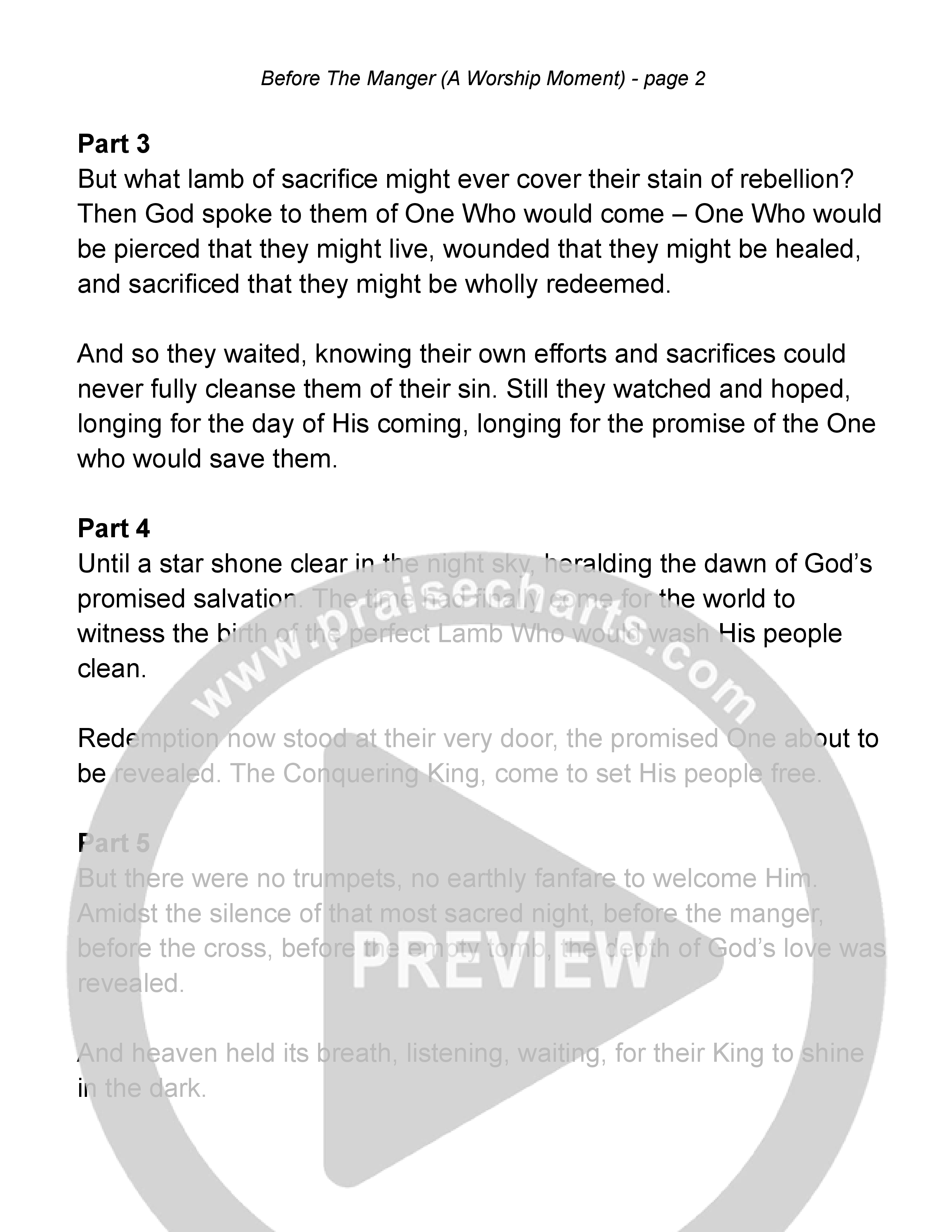 Before The Manger (A Worship Moment) (Choral/SATB) Reading (Emily Sill / Arr. Mason Brown)