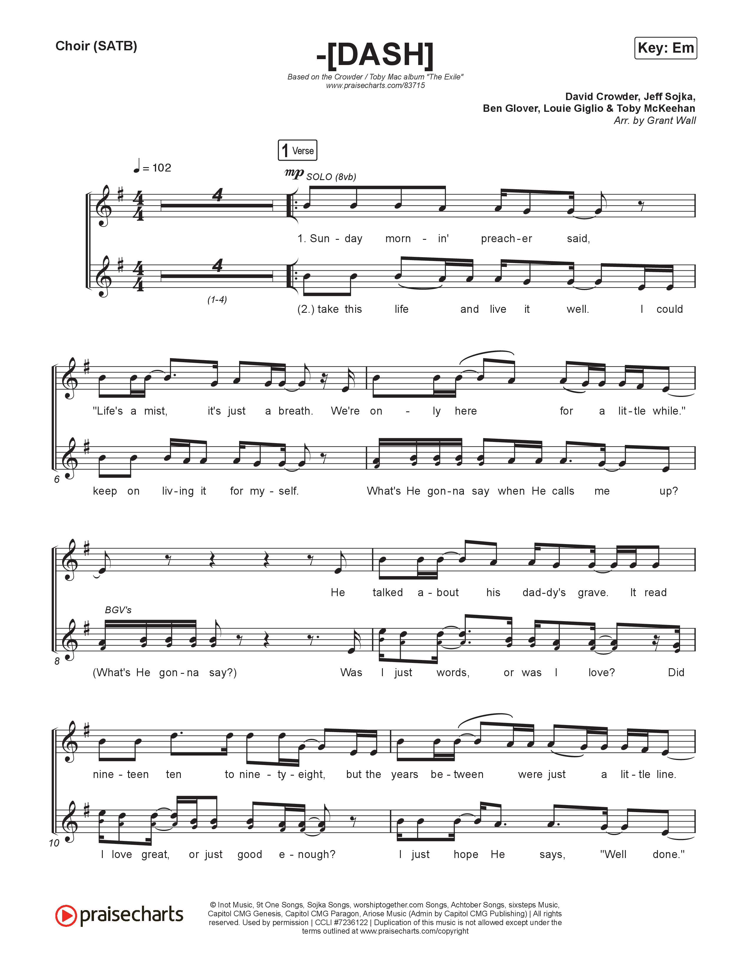 -(DASH) Choir Sheet (SATB) (David Crowder / TobyMac)