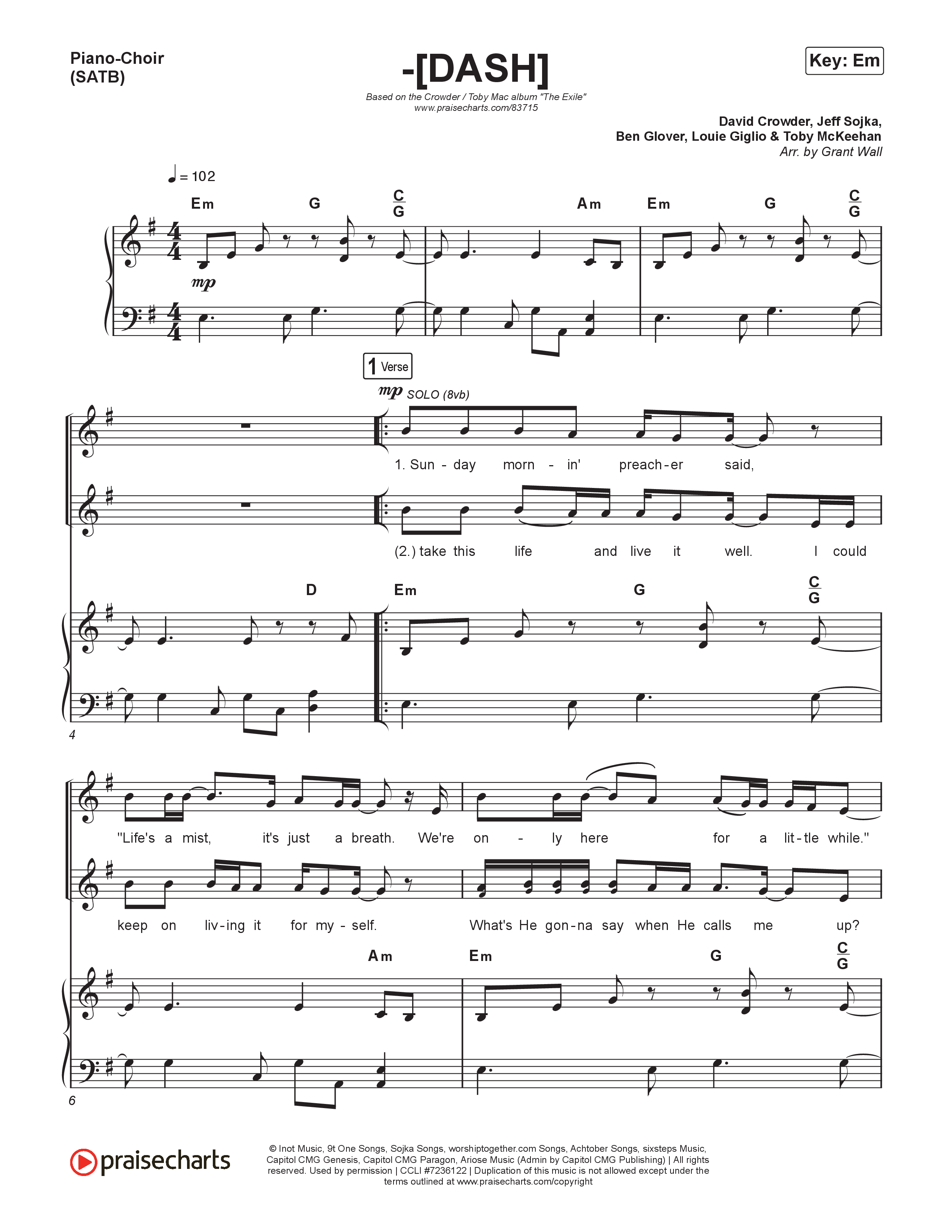 -(DASH) Piano/Vocal (SATB) (David Crowder / TobyMac)
