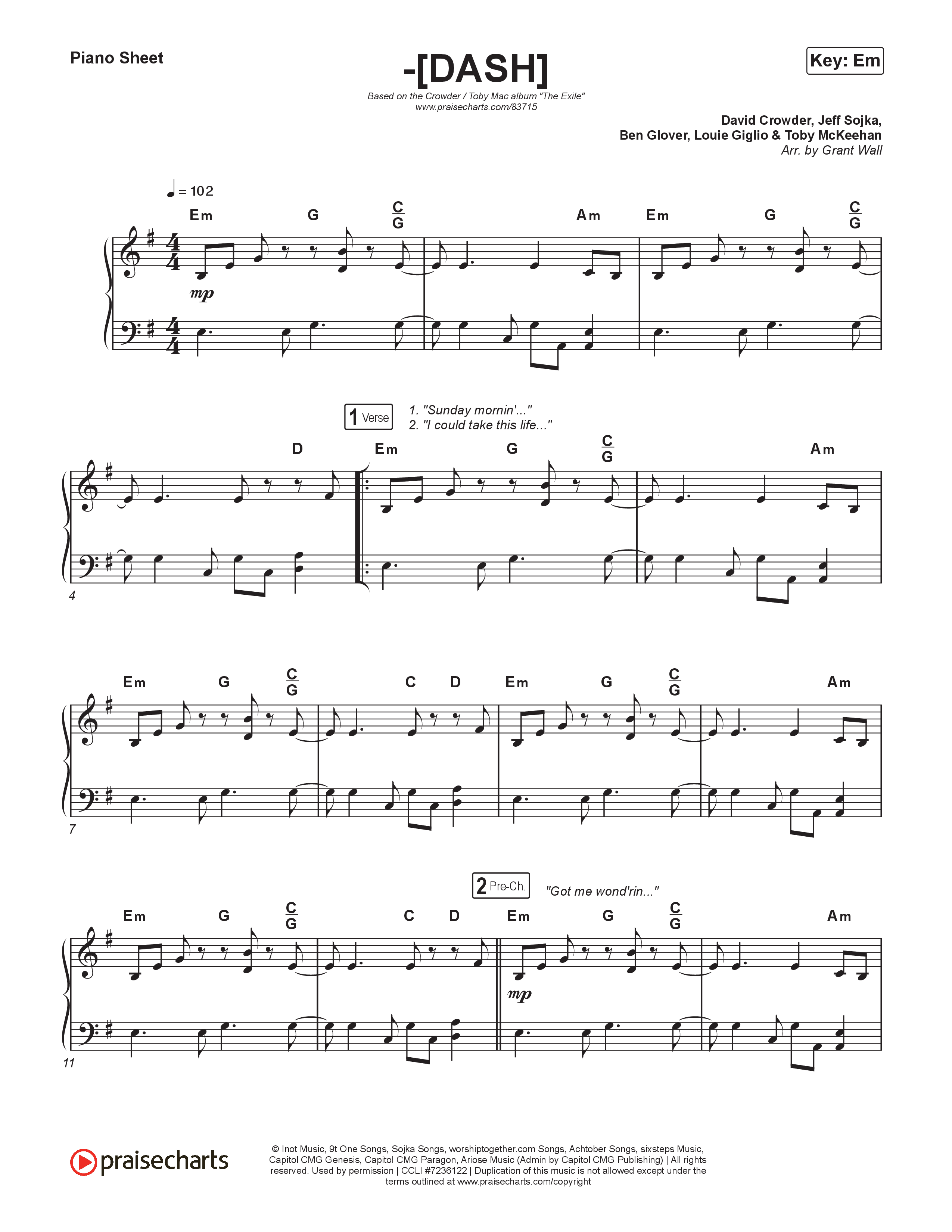 -(DASH) Piano Sheet (David Crowder / TobyMac)