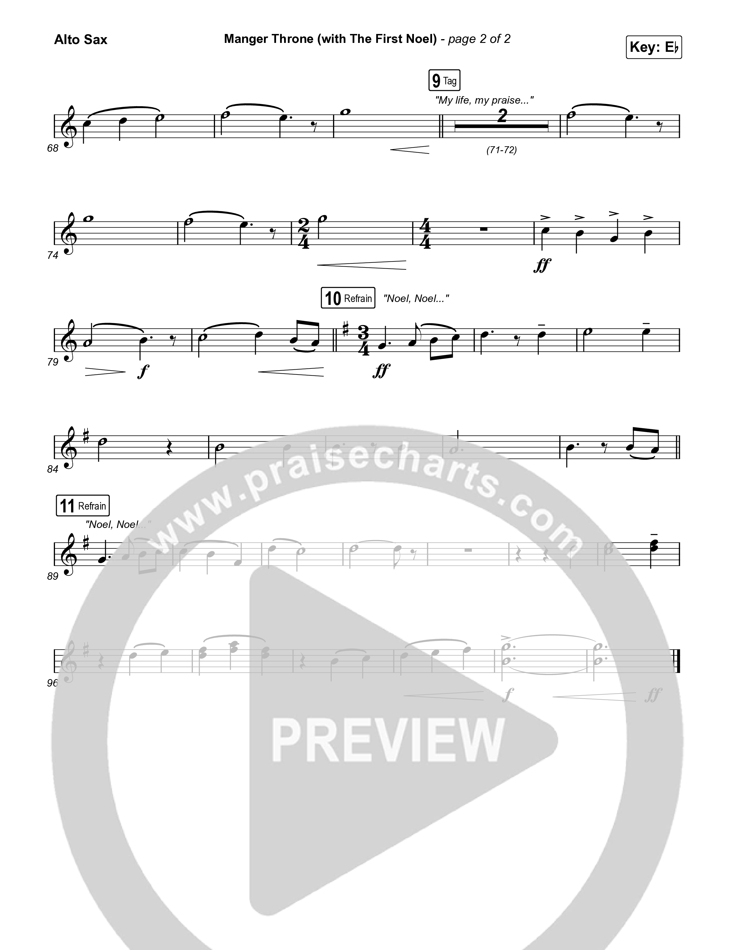 Manger Throne (with The First Noel) (Choral/SATB) Alto Sax (Travis Cottrell / Arr. Mason Brown)