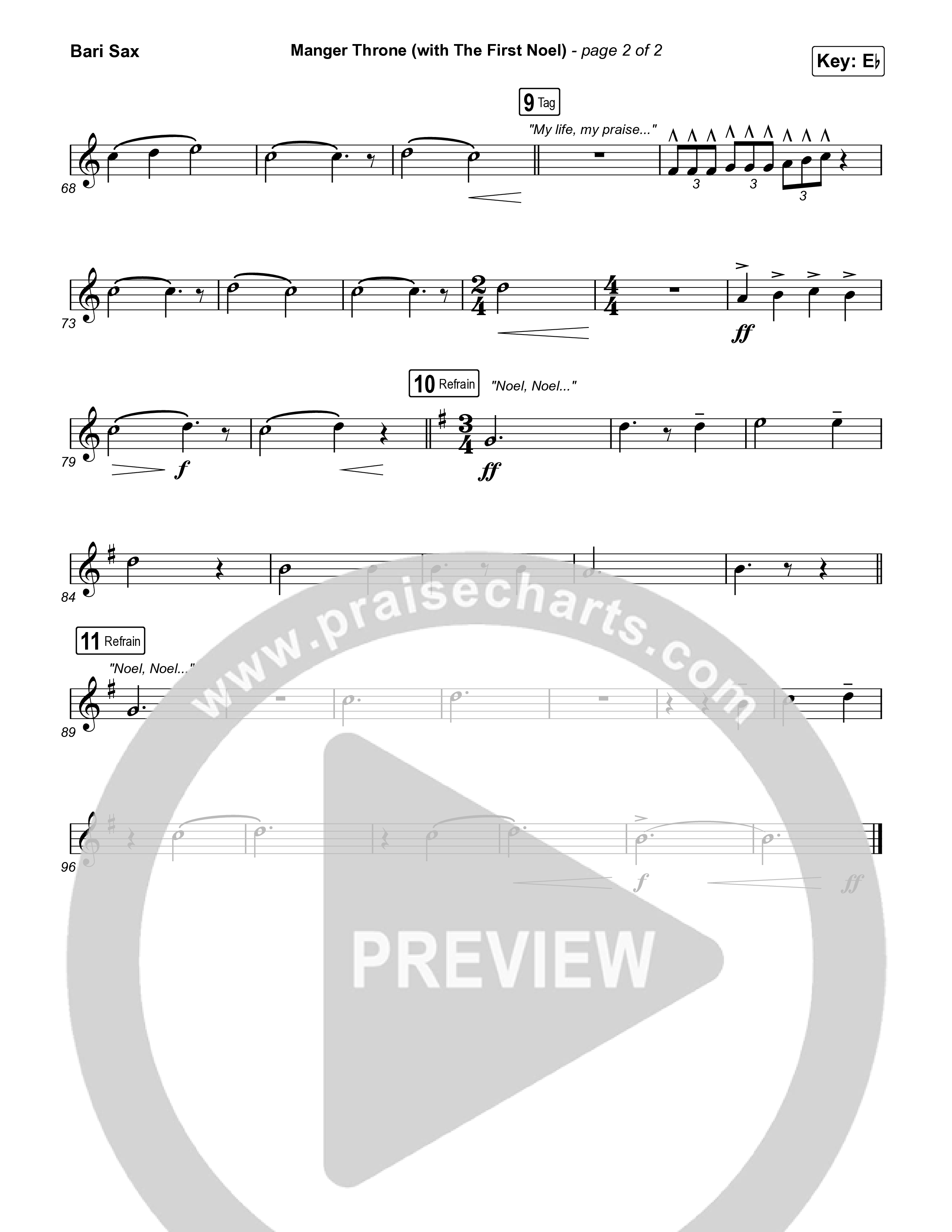 Manger Throne (with The First Noel) (Choral/SATB) Bari Sax (Travis Cottrell / Arr. Mason Brown)