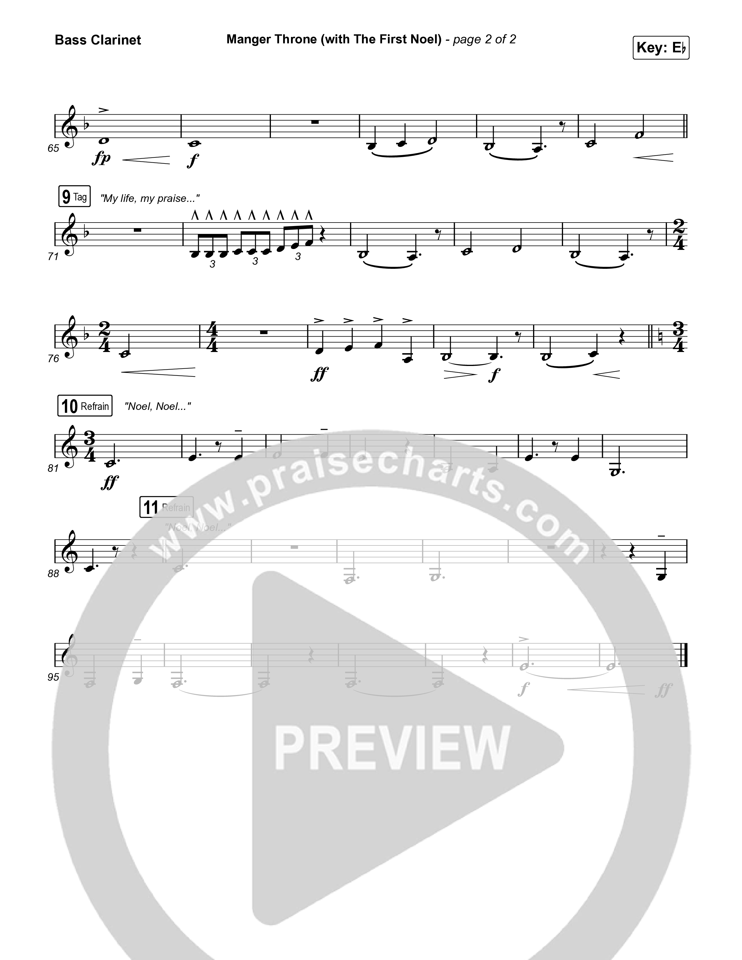 Manger Throne (with The First Noel) (Choral/SATB) Bass Clarinet (Travis Cottrell / Arr. Mason Brown)