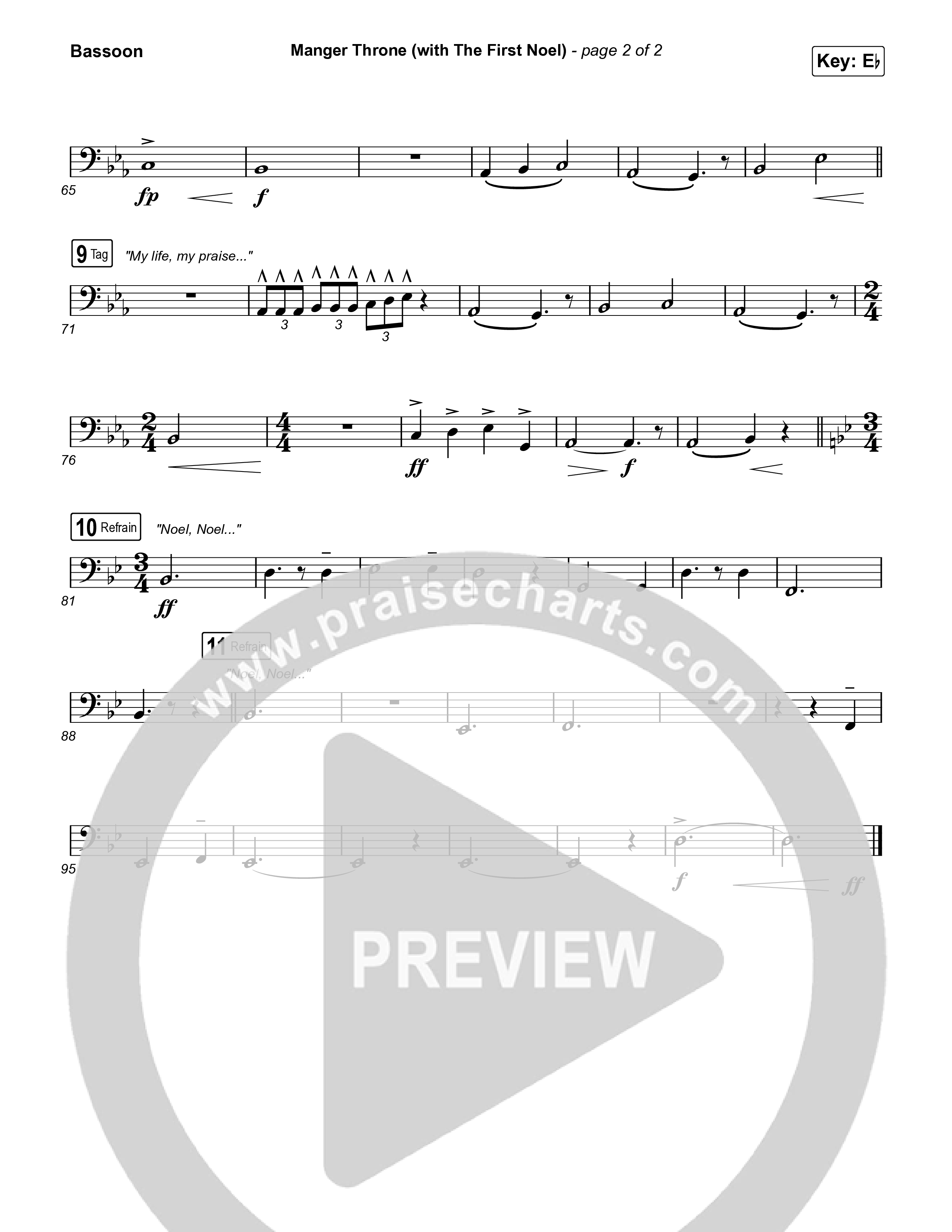Manger Throne (with The First Noel) (Choral/SATB) Bassoon (Travis Cottrell / Arr. Mason Brown)