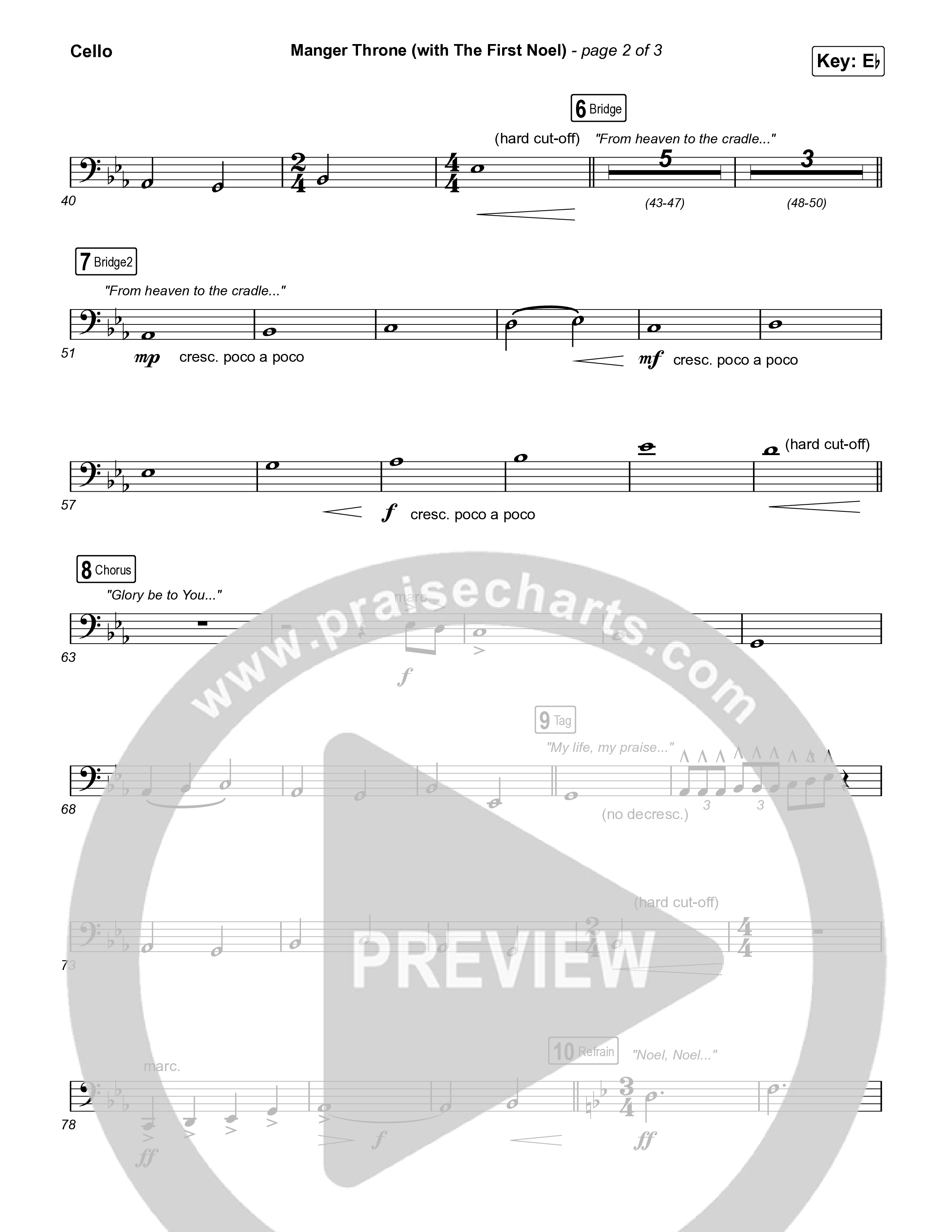 Manger Throne (with The First Noel) (Choral/SATB) Cello (Travis Cottrell / Arr. Mason Brown)
