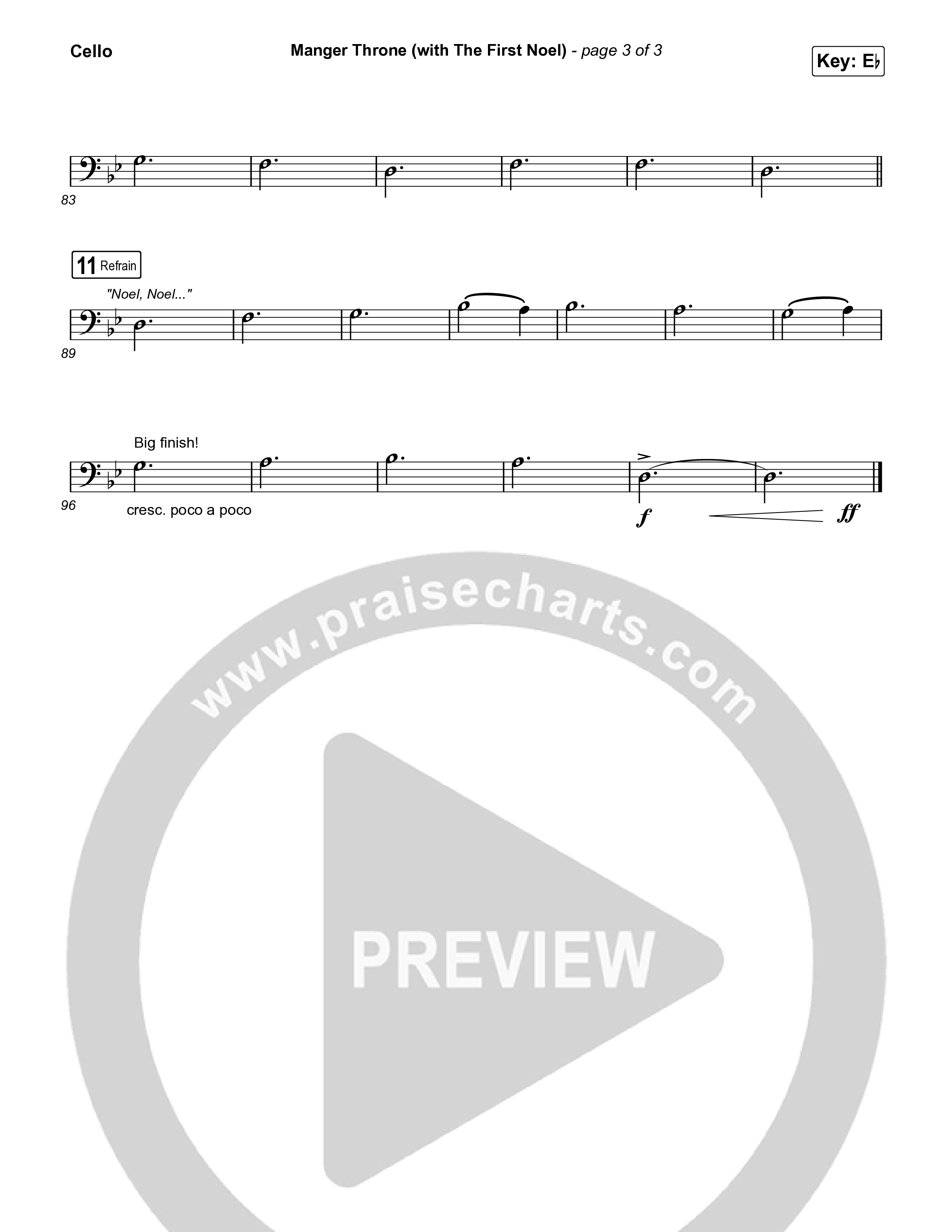 Manger Throne (with The First Noel) (Choral/SATB) Cello (Travis Cottrell / Arr. Mason Brown)