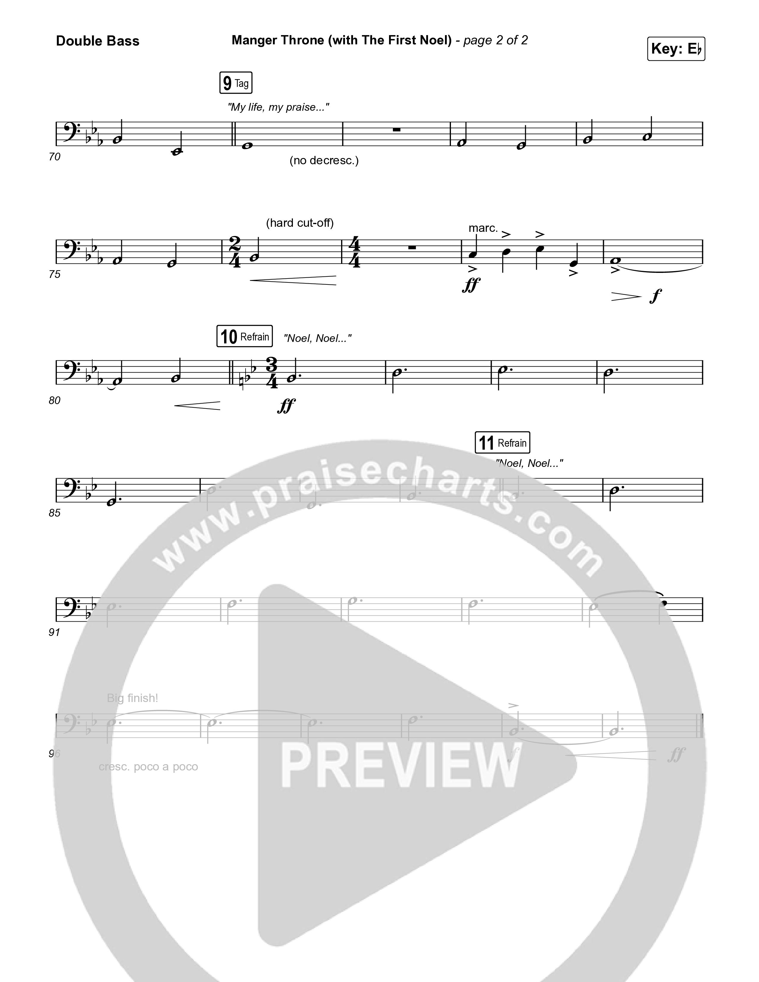 Manger Throne (with The First Noel) (Choral/SATB) String Bass (Travis Cottrell / Arr. Mason Brown)