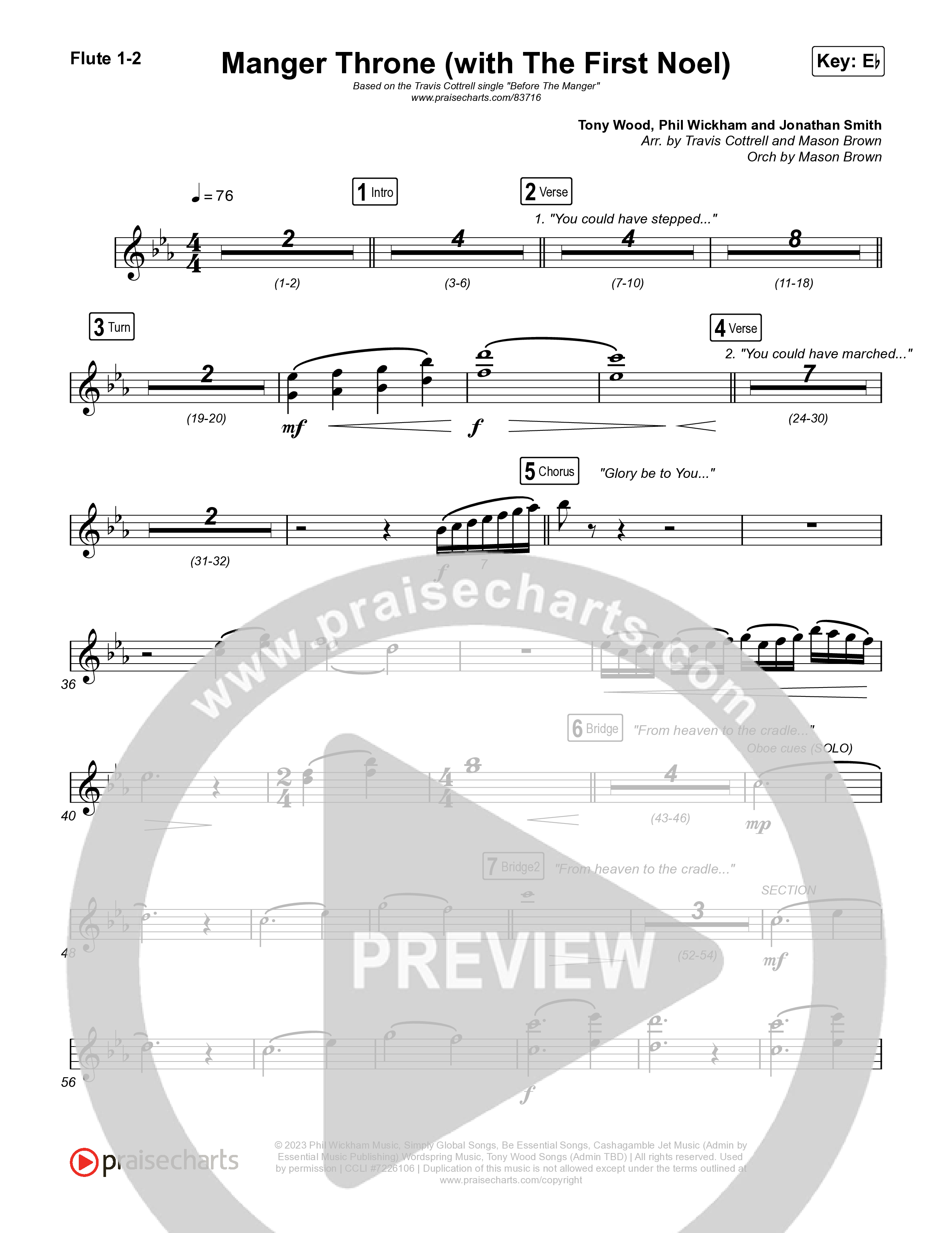 Manger Throne (with The First Noel) (Choral/SATB) Wind Pack (Travis Cottrell / Arr. Mason Brown)
