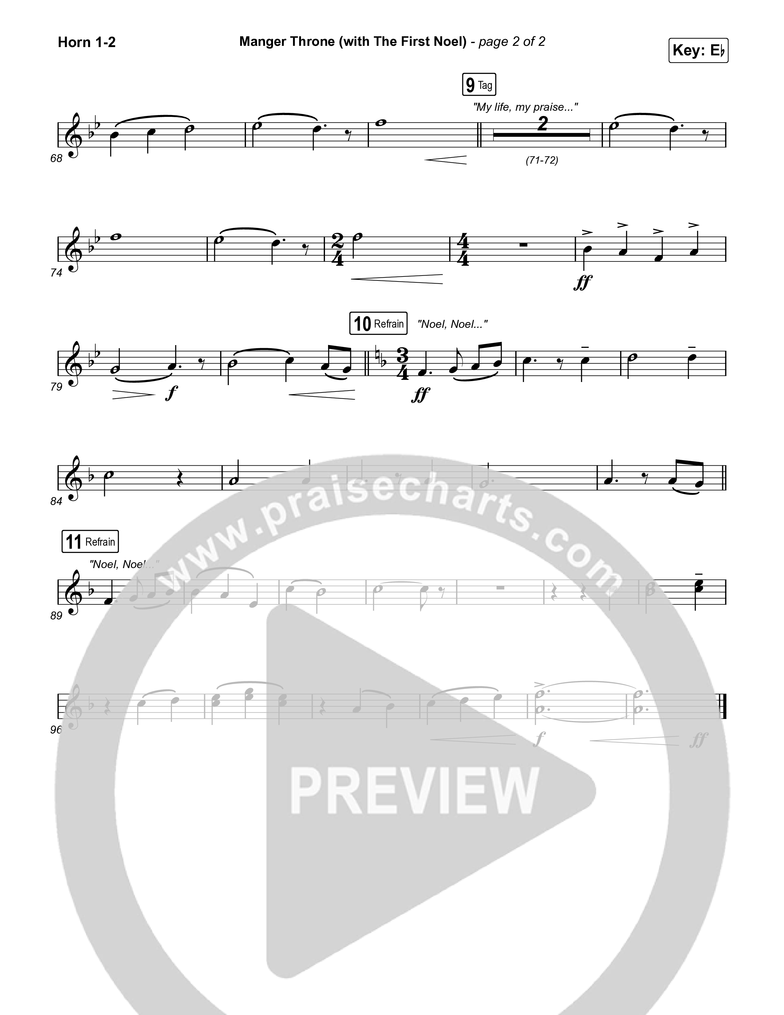 Manger Throne (with The First Noel) (Choral/SATB) French Horn 1,2 (Travis Cottrell / Arr. Mason Brown)